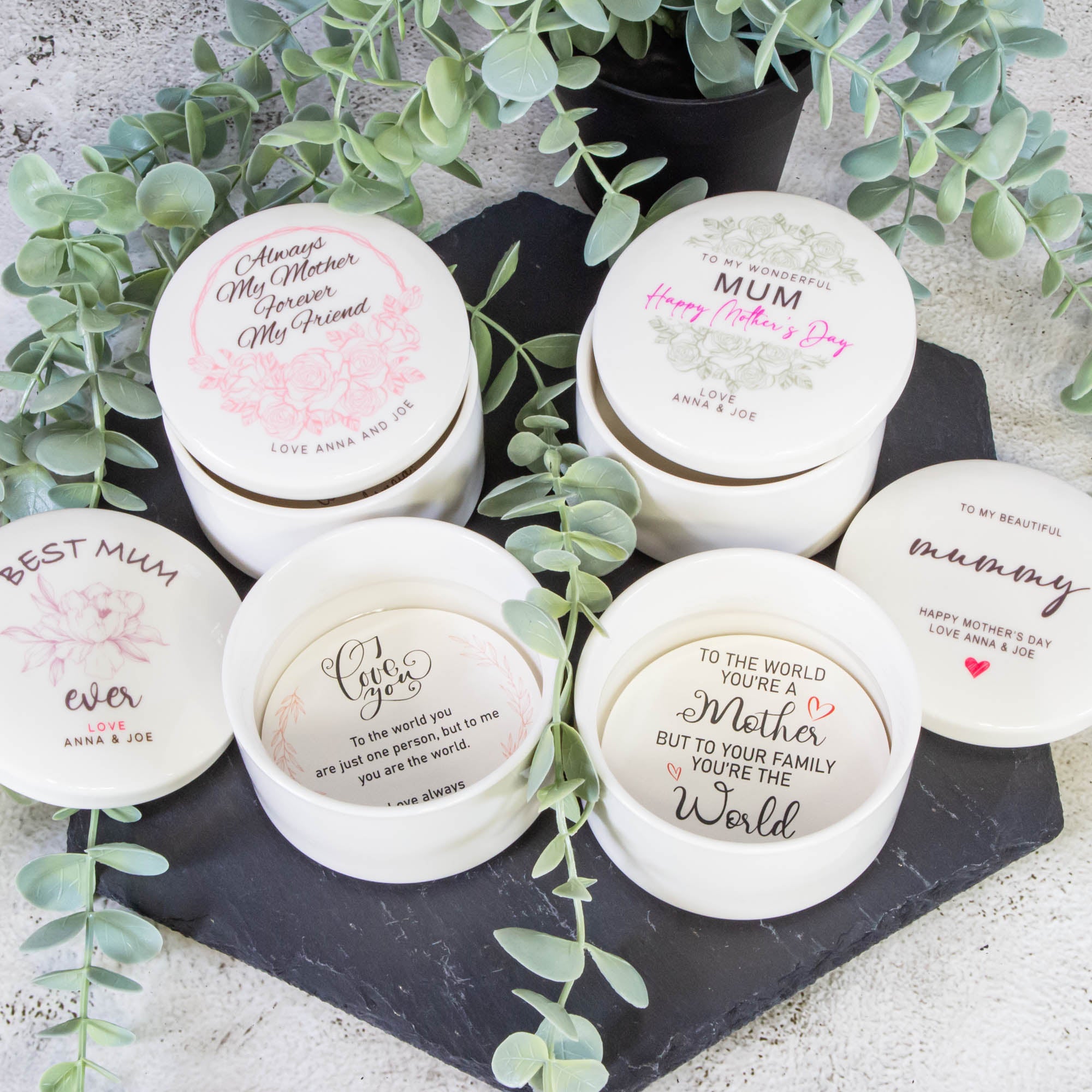 Personalised Round Keepsake box - Mother's day, Mom's birthday gift idea Custom Jewellery box