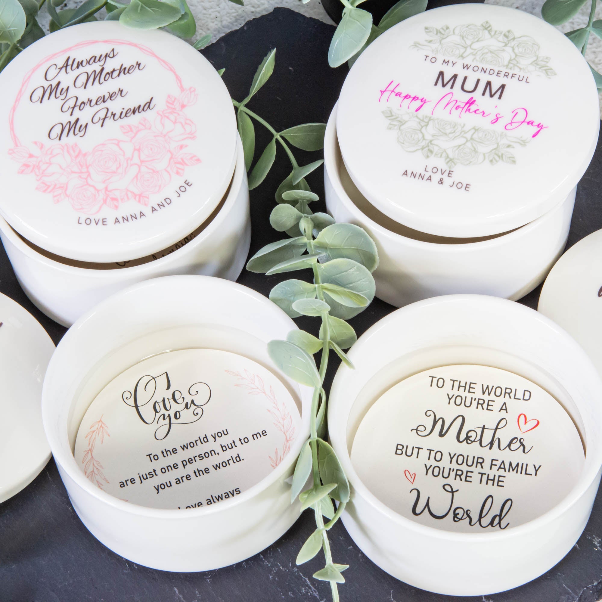 Personalised Round Keepsake box - Mother's day, Mom's birthday gift idea Custom Jewellery box