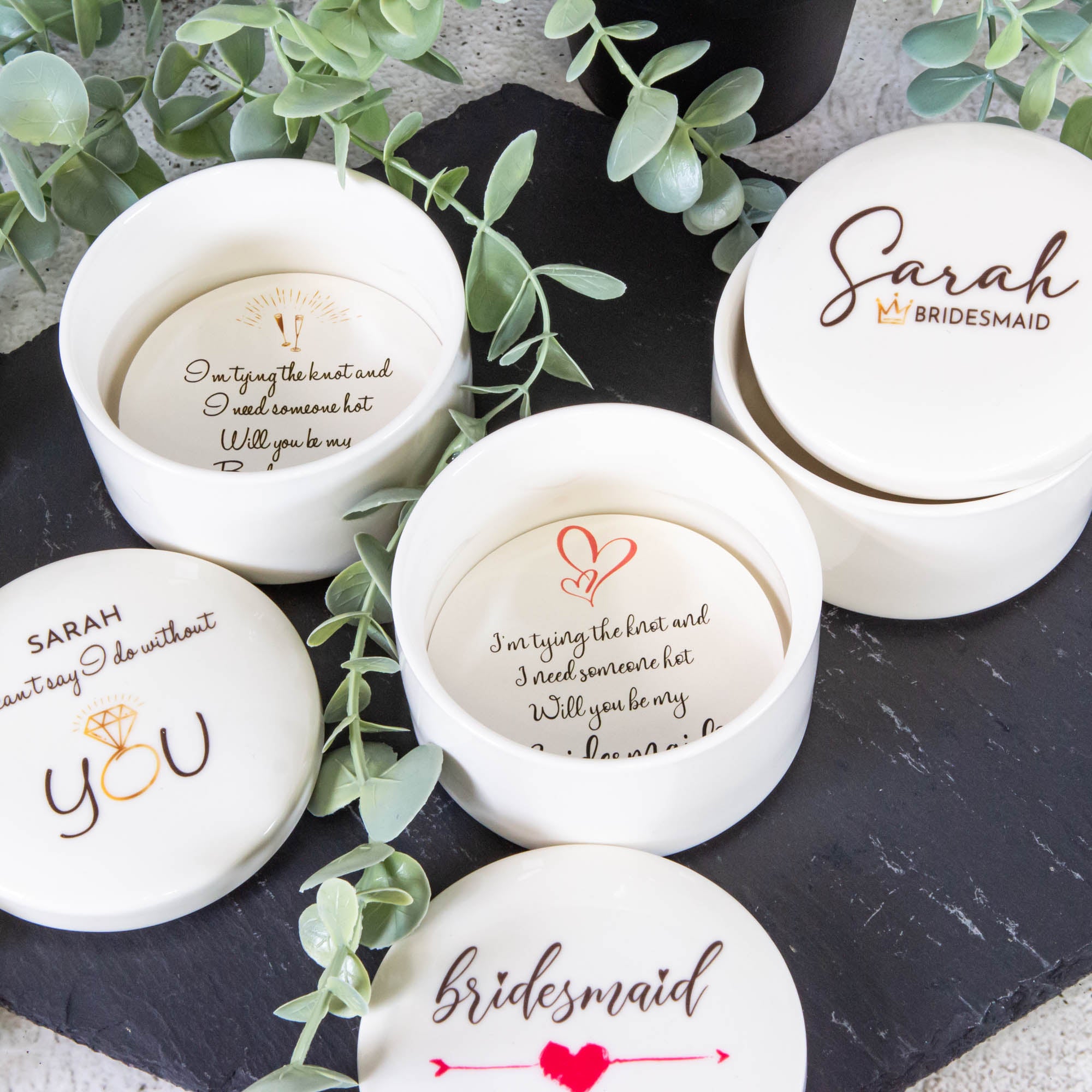 Personalised Round Keepsake box - Bridesmaid and Maid of honour Gift, Wedding Gift, Birthday gift Custom Jewellery box