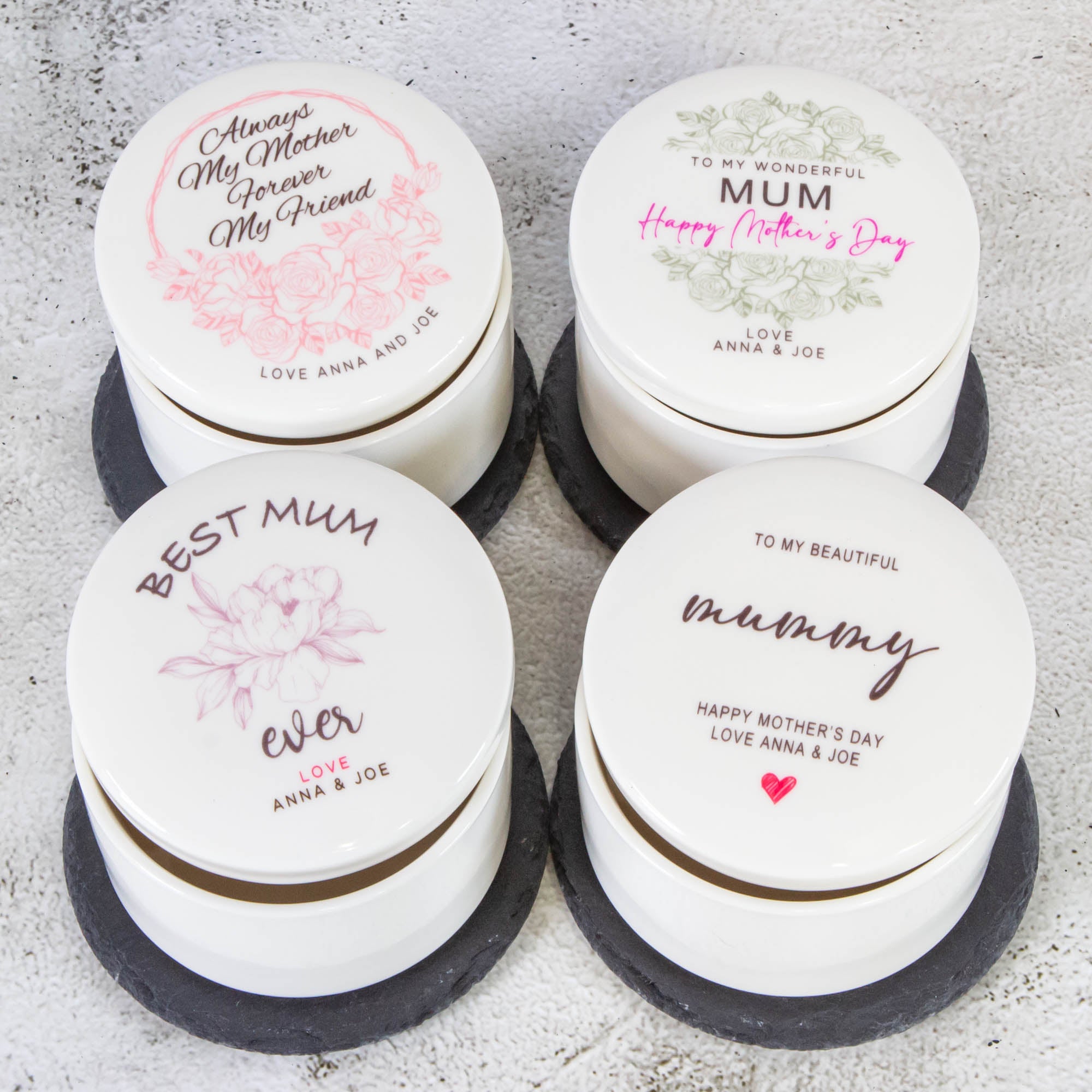 Personalised Round Keepsake box - Mother's day, Mom's birthday gift idea Custom Jewellery box