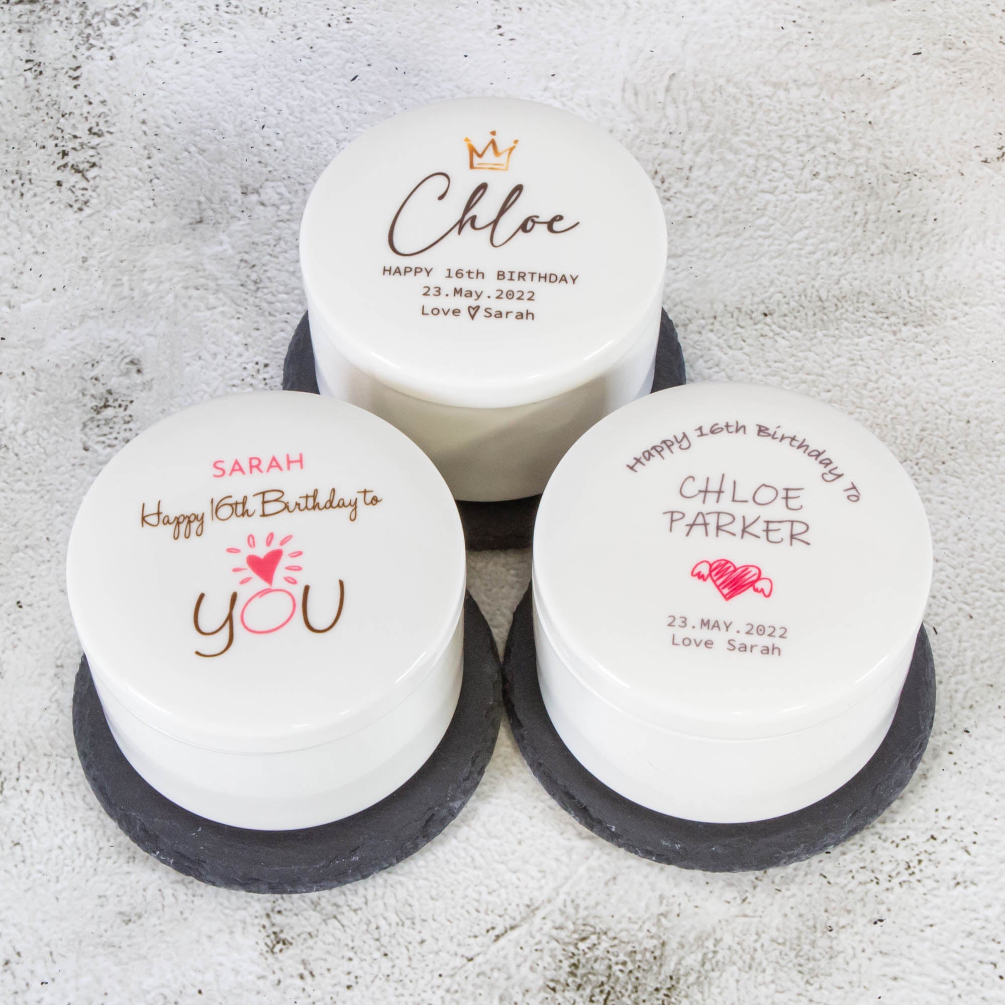 Personalised Round Keepsake box - Birthday Gift Custom Jewelry box