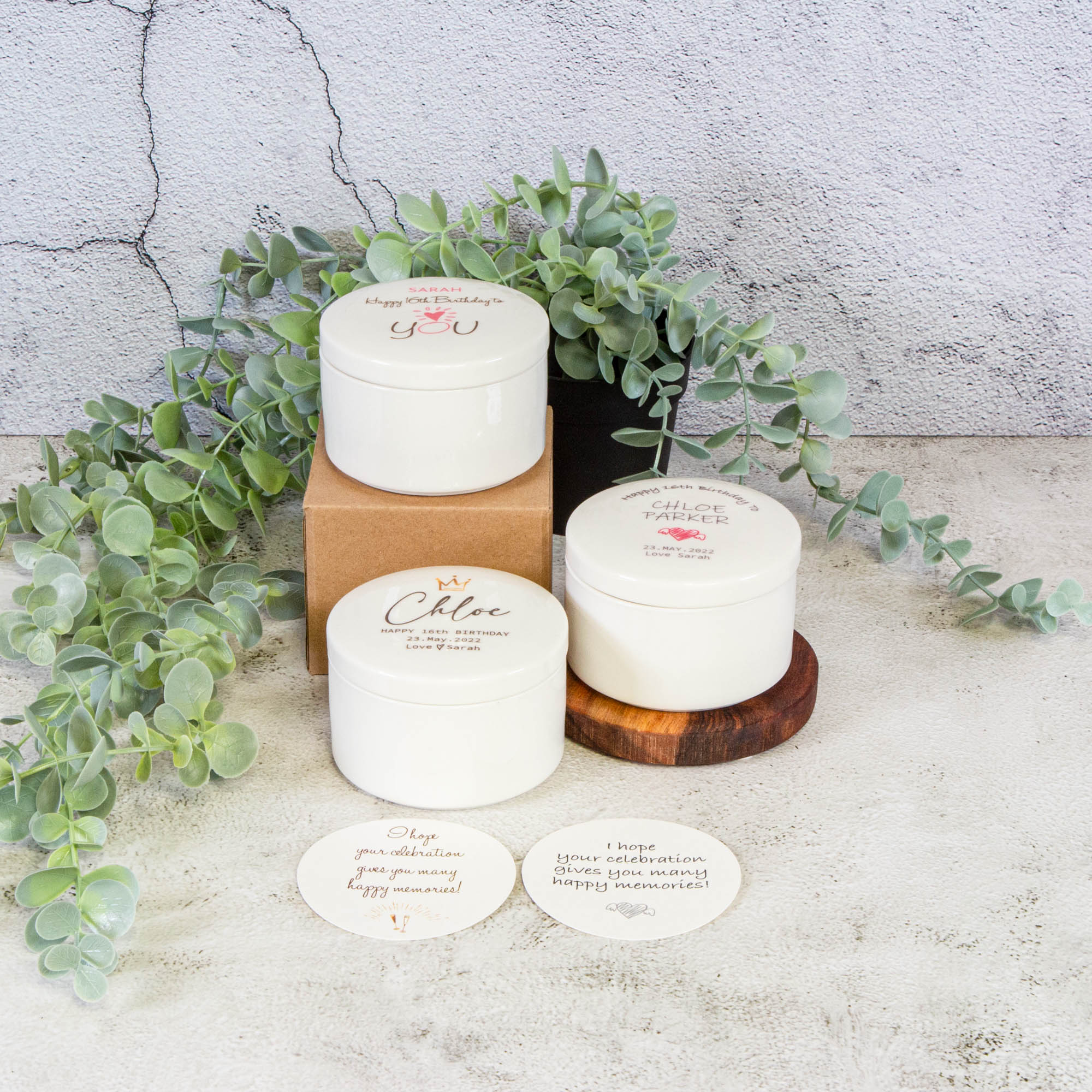 Personalised Round Keepsake box - Birthday Gift Custom Jewelry box