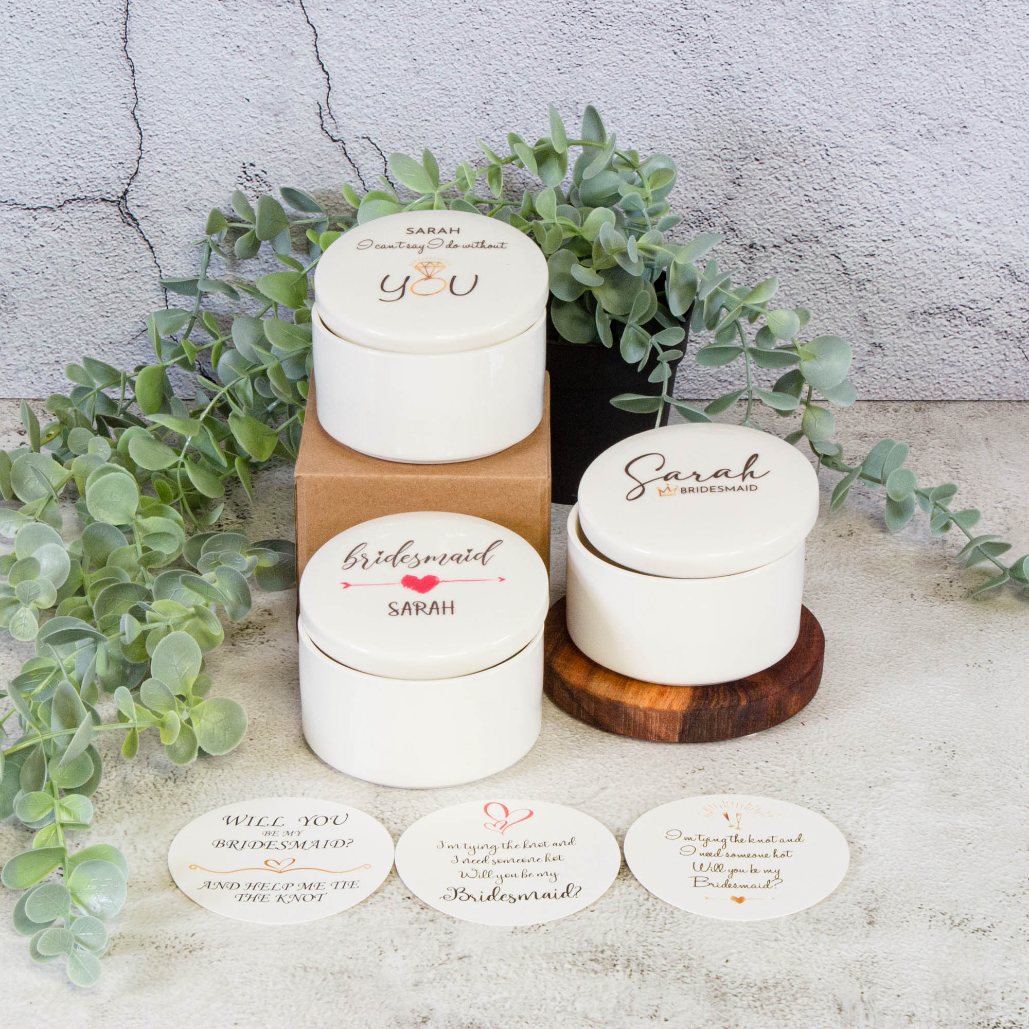 Personalised Round Keepsake box - Bridesmaid and Maid of honour Gift, Wedding Gift, Birthday gift Custom Jewellery box