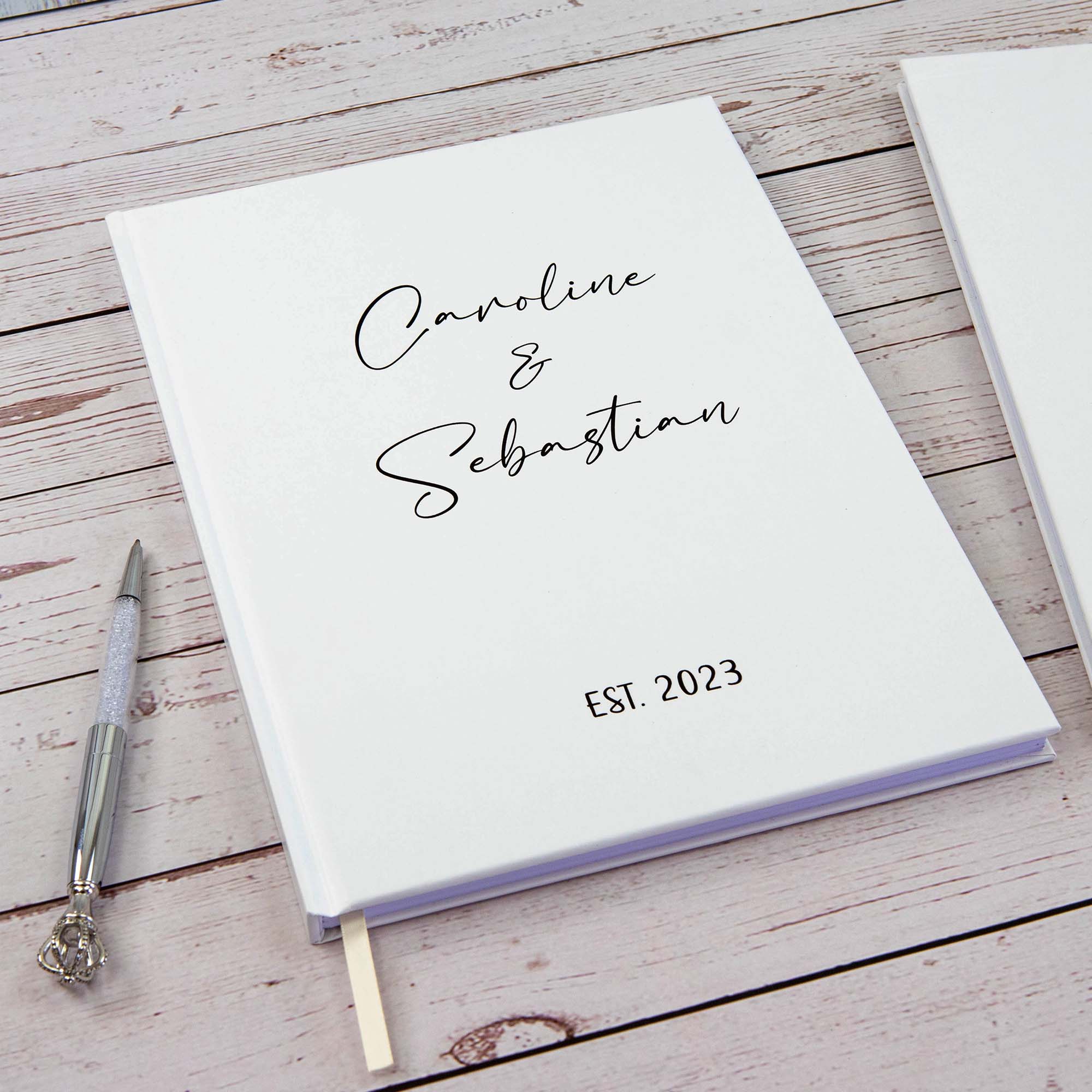 Minimalist Cursive Font Personalised Wedding Guest Book