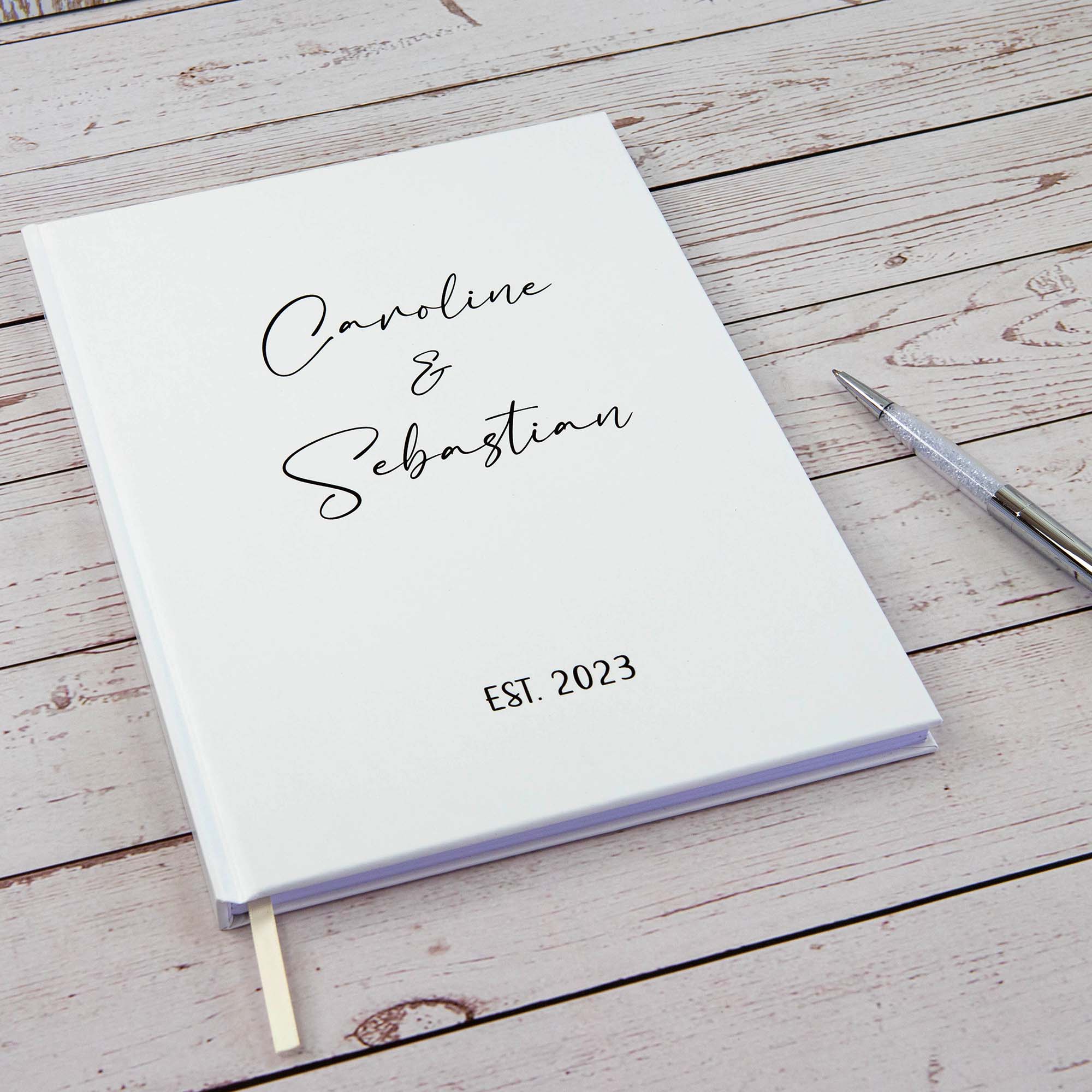 Minimalist Cursive Font Personalised Wedding Guest Book