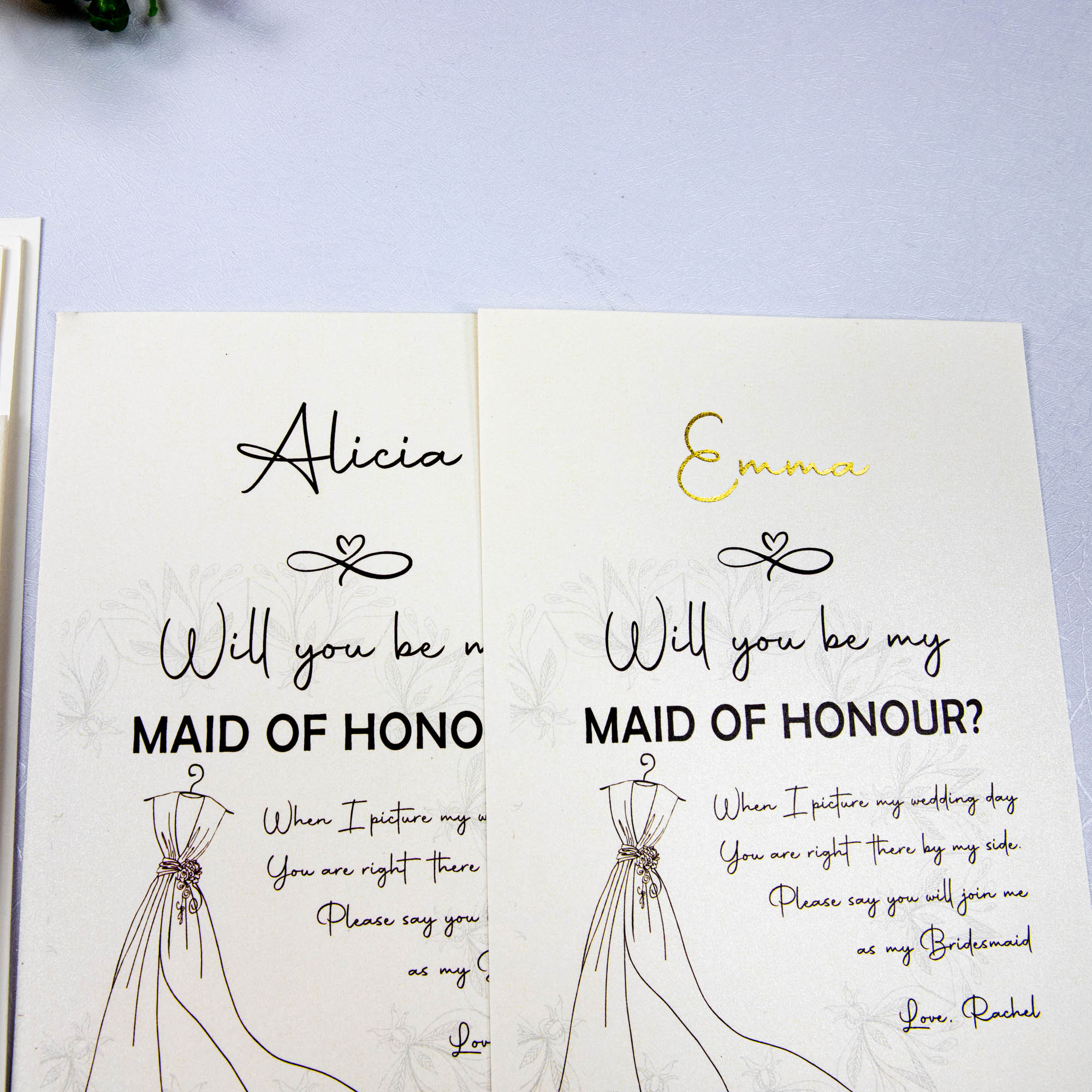 Will you be my bridesmaid, maid of honour card in modern design delicate laser cut pocket