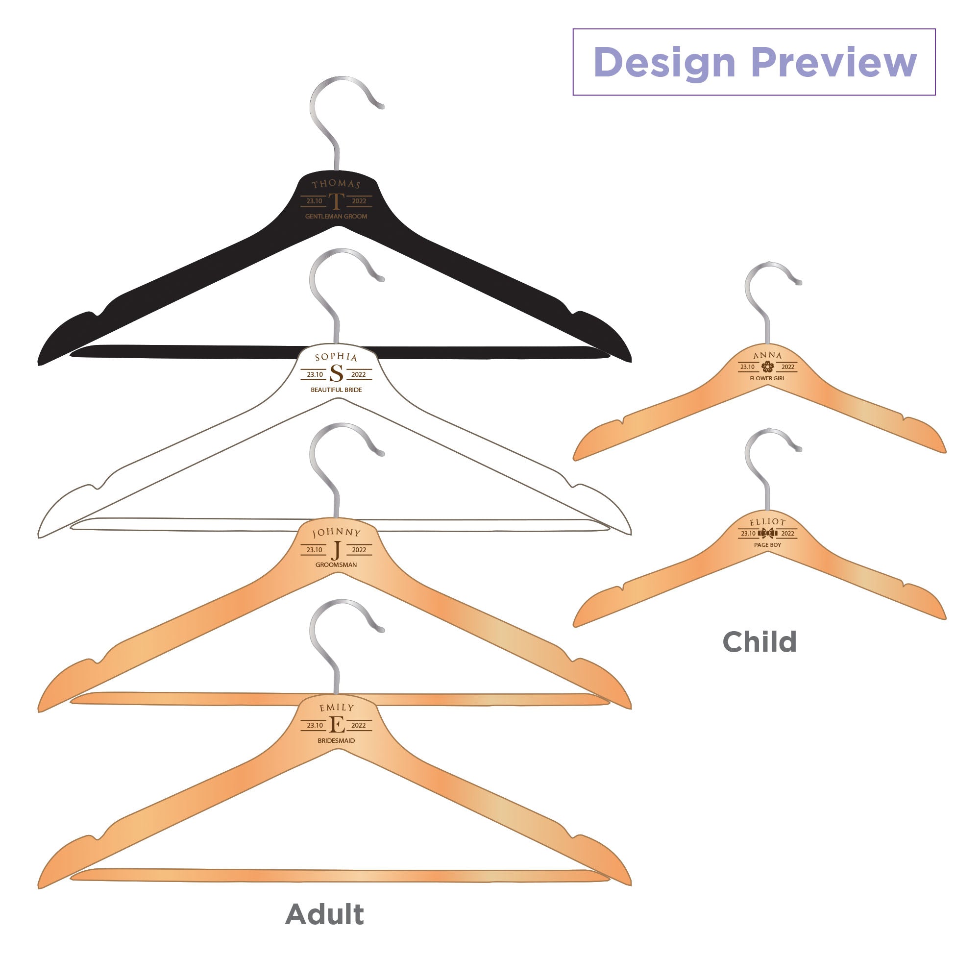 Personalised Coat Hanger, Bridesmaid Dress Hanger, Wedding Dress Hanger