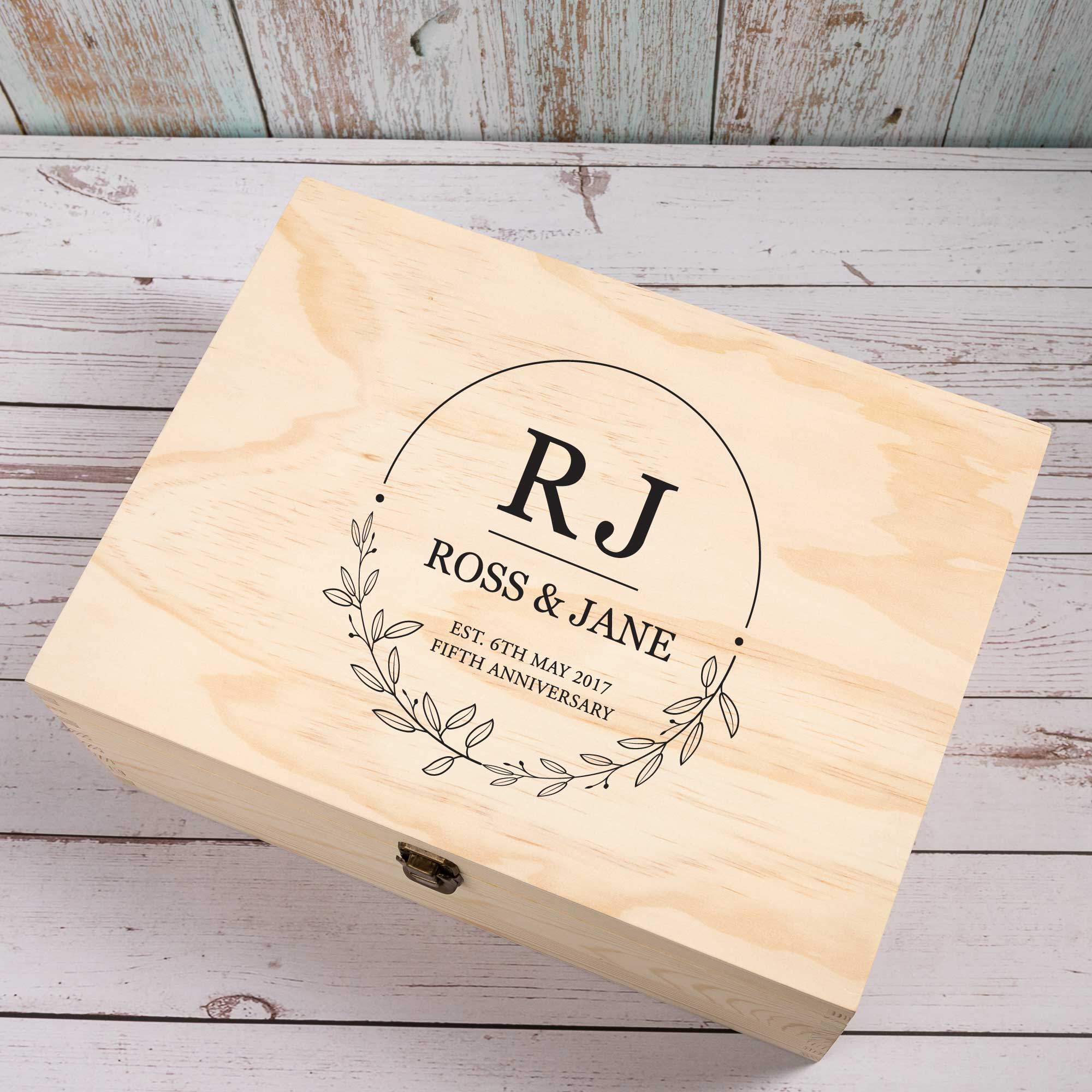 Personalised Wooden Keepsake box, 5th Anniversary Gift