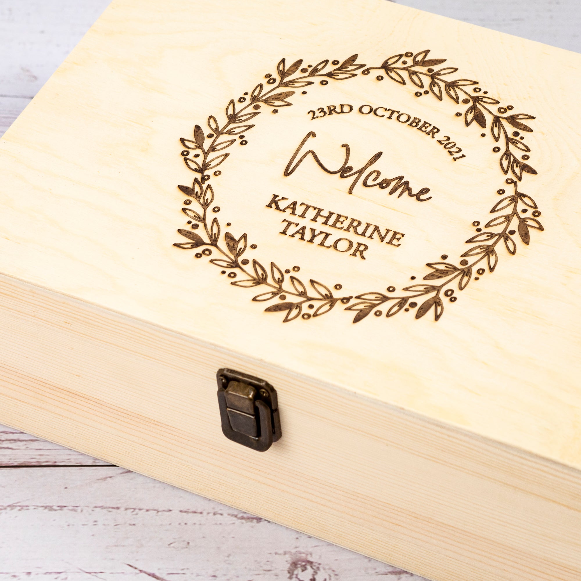 Personalised Wooden Keepsake box, New Baby Mom Gift