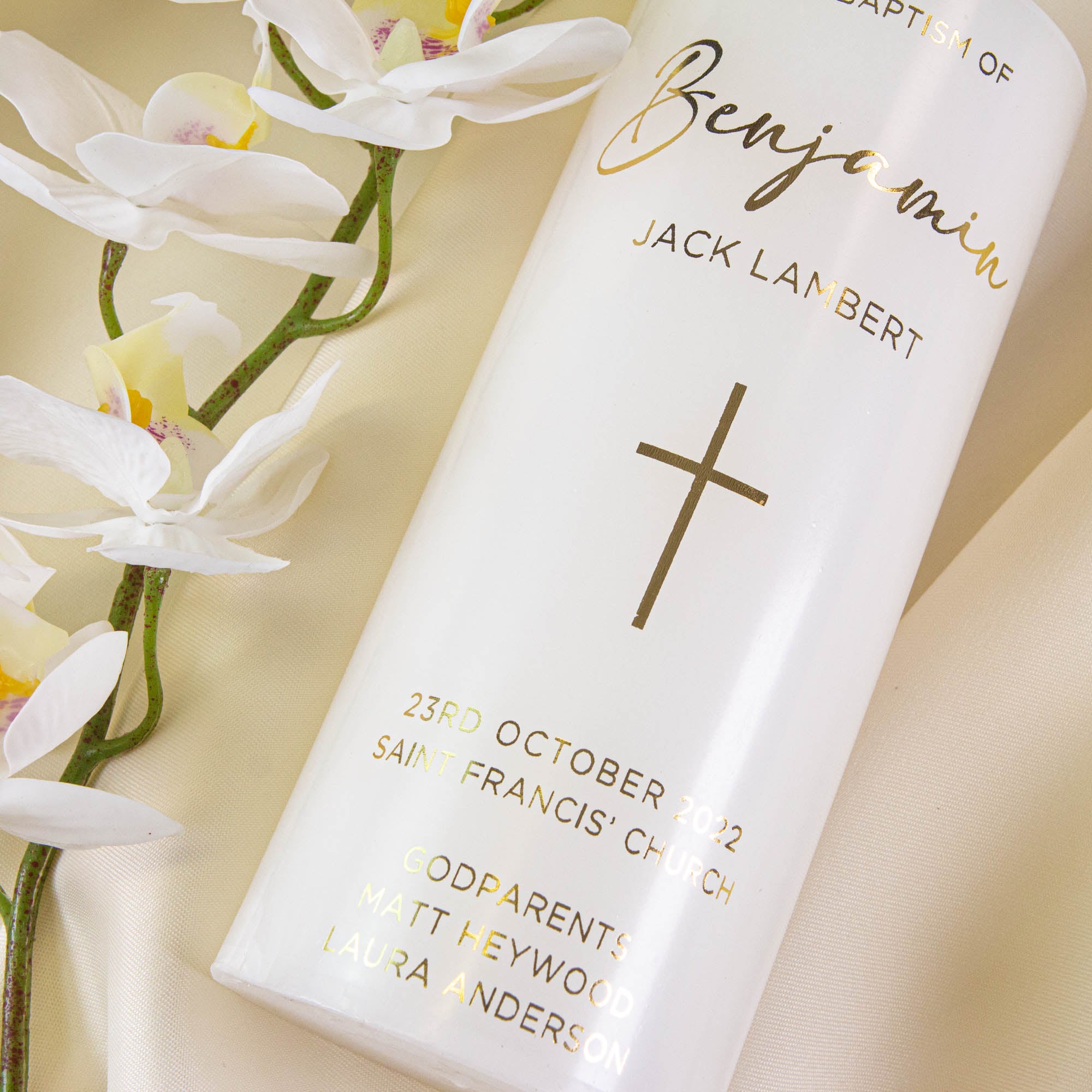 Personalised Real Foil Baptism, Christening Candle