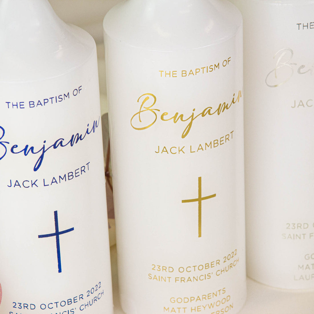 Personalised Real Foil Baptism, Christening Candle