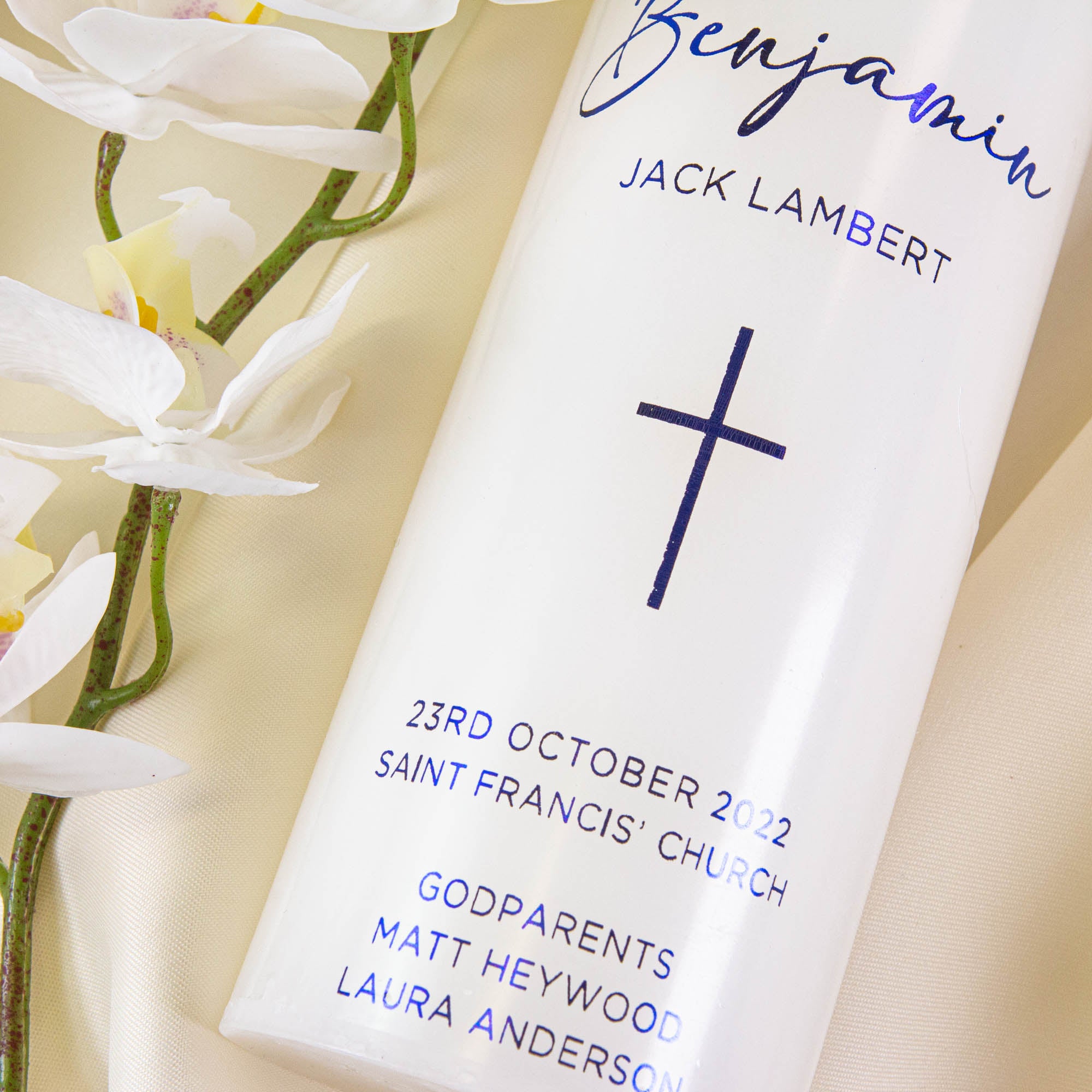 Personalised Real Foil Baptism, Christening Candle
