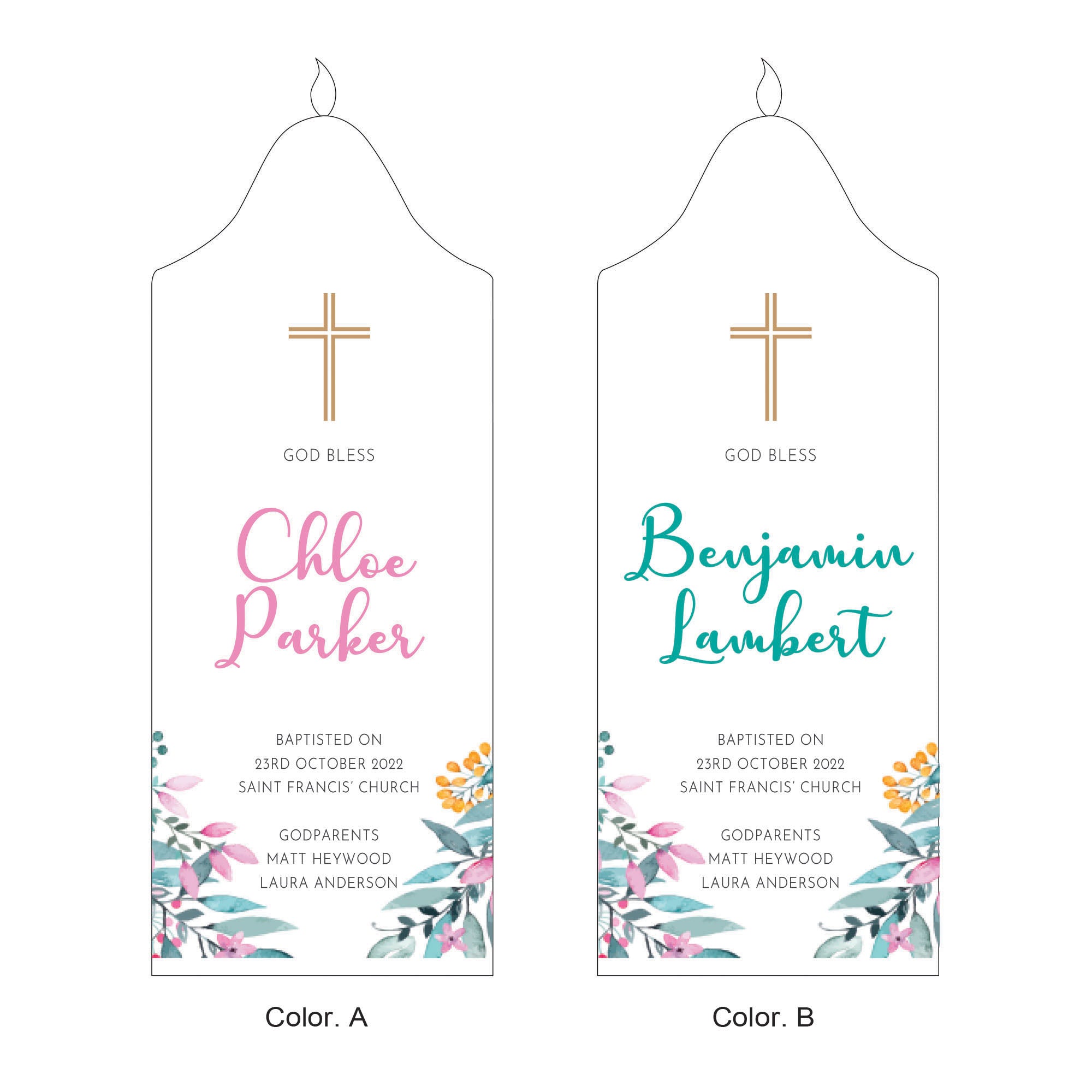 Personalised Baptism Christening Candle