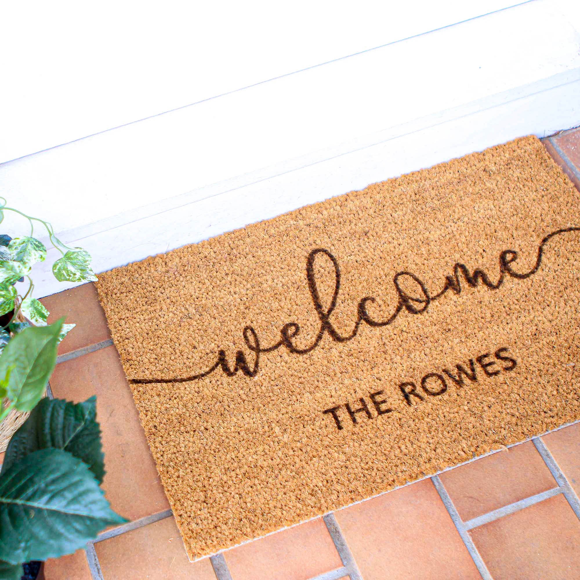 Personalised Welcome Family Name Doormat, Housewarming Gift
