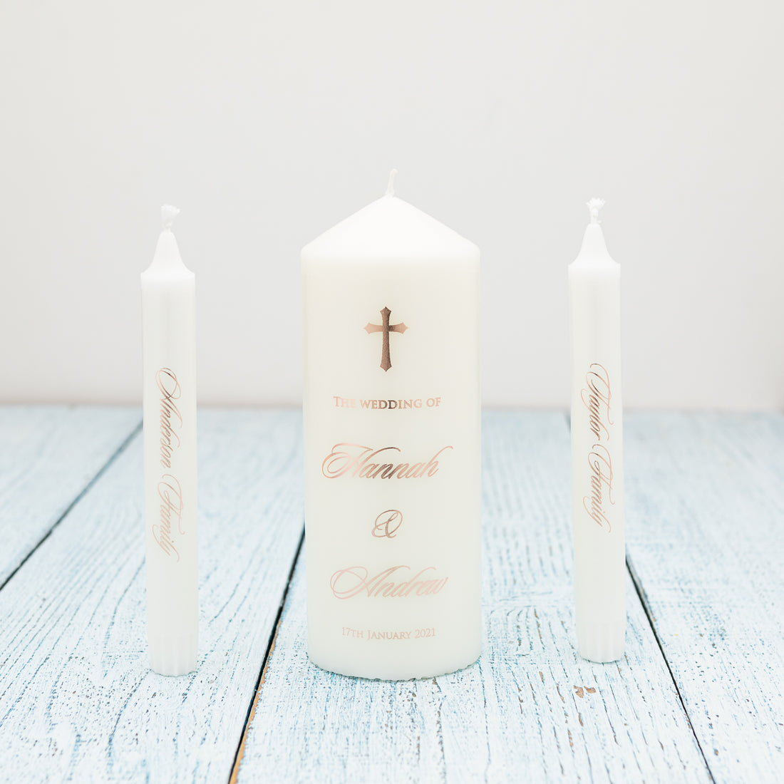 [ROSE GOLD] Personalised Real Foil Wedding Candle, Wedding Unity Candles