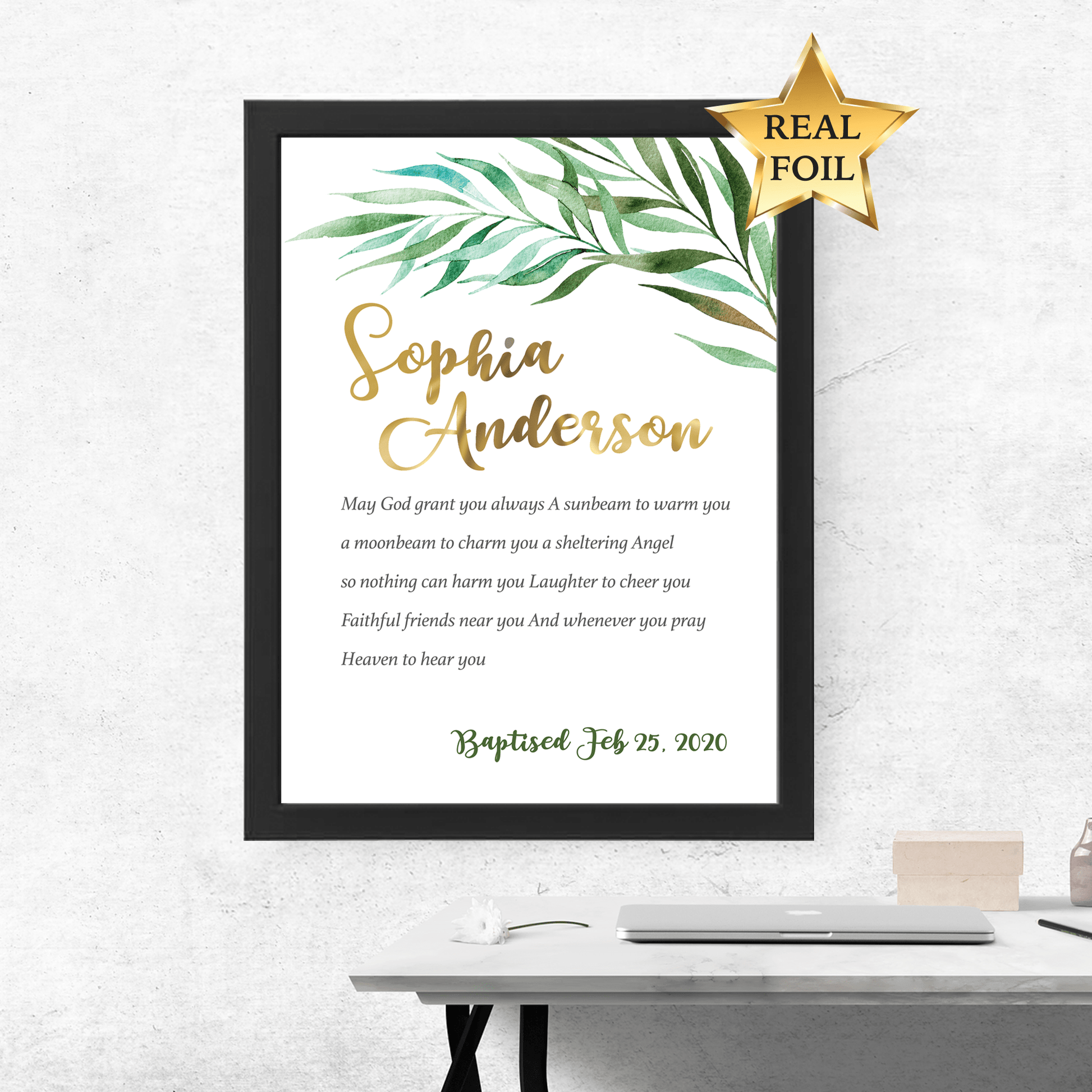 Baptism Gift, Personalised name and date, Baptism Prayer, Perfect Christening gift Frame_Black - Personalised Baptism gift - Younique Gifts Melbourne