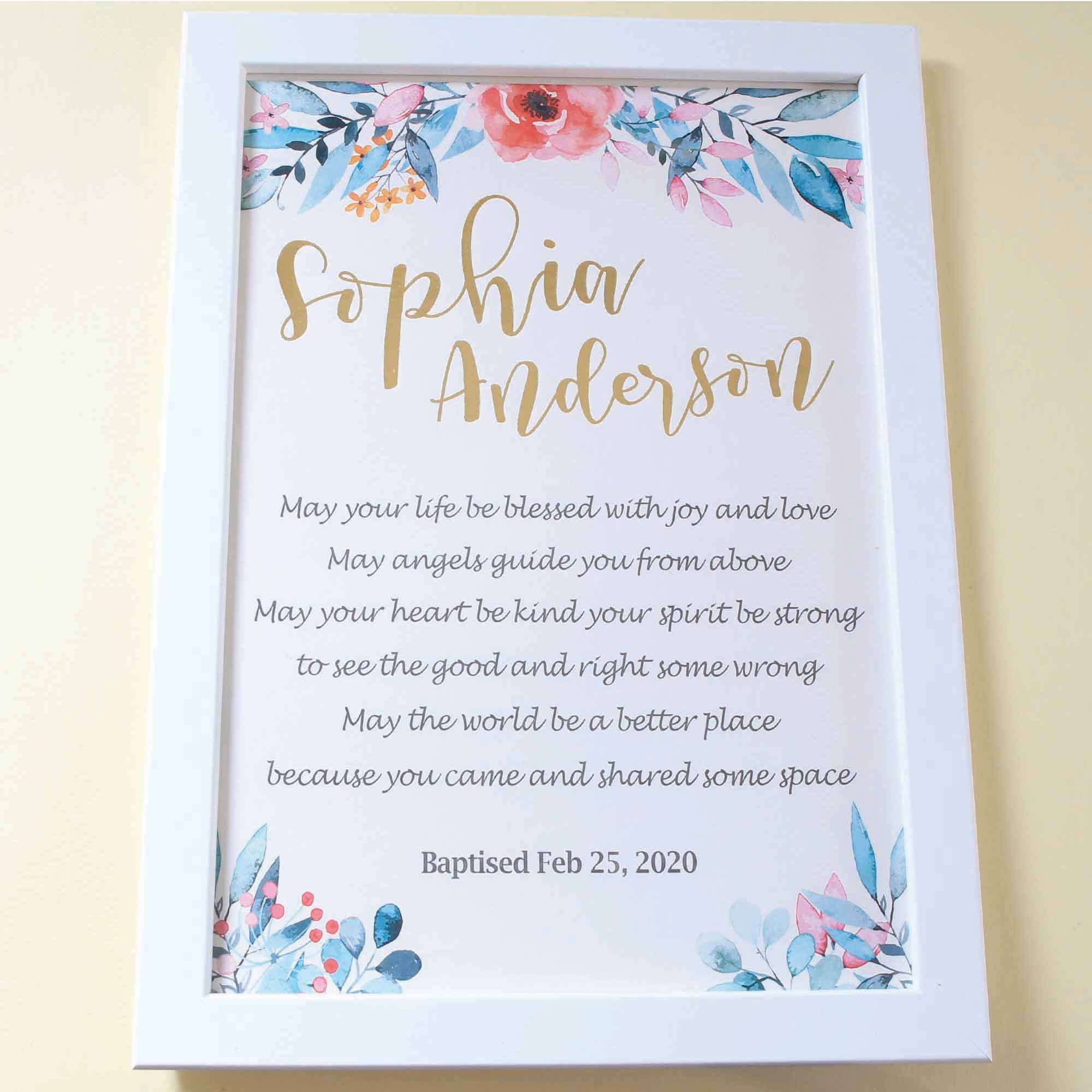 Baptism Gift, Personalised name and date, Baptism Prayer, Perfect Christening gift_Frame White - Personalised Baptism gift - Younique Gifts Melbourne