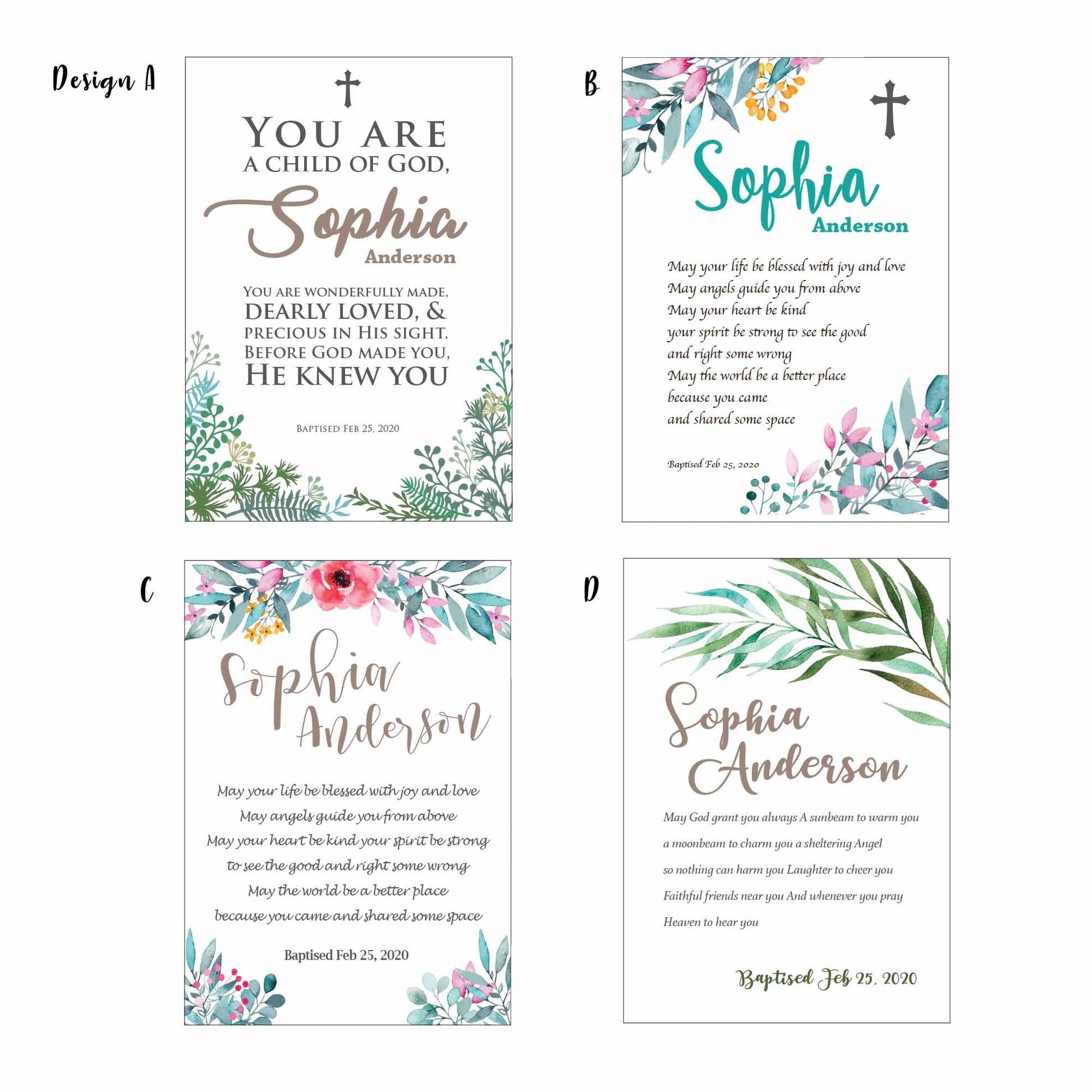 Baptism Gift, Personalised name and date, Baptism Prayer, Perfect Christening gift_Frame White - Personalised Baptism gift - Younique Gifts Melbourne