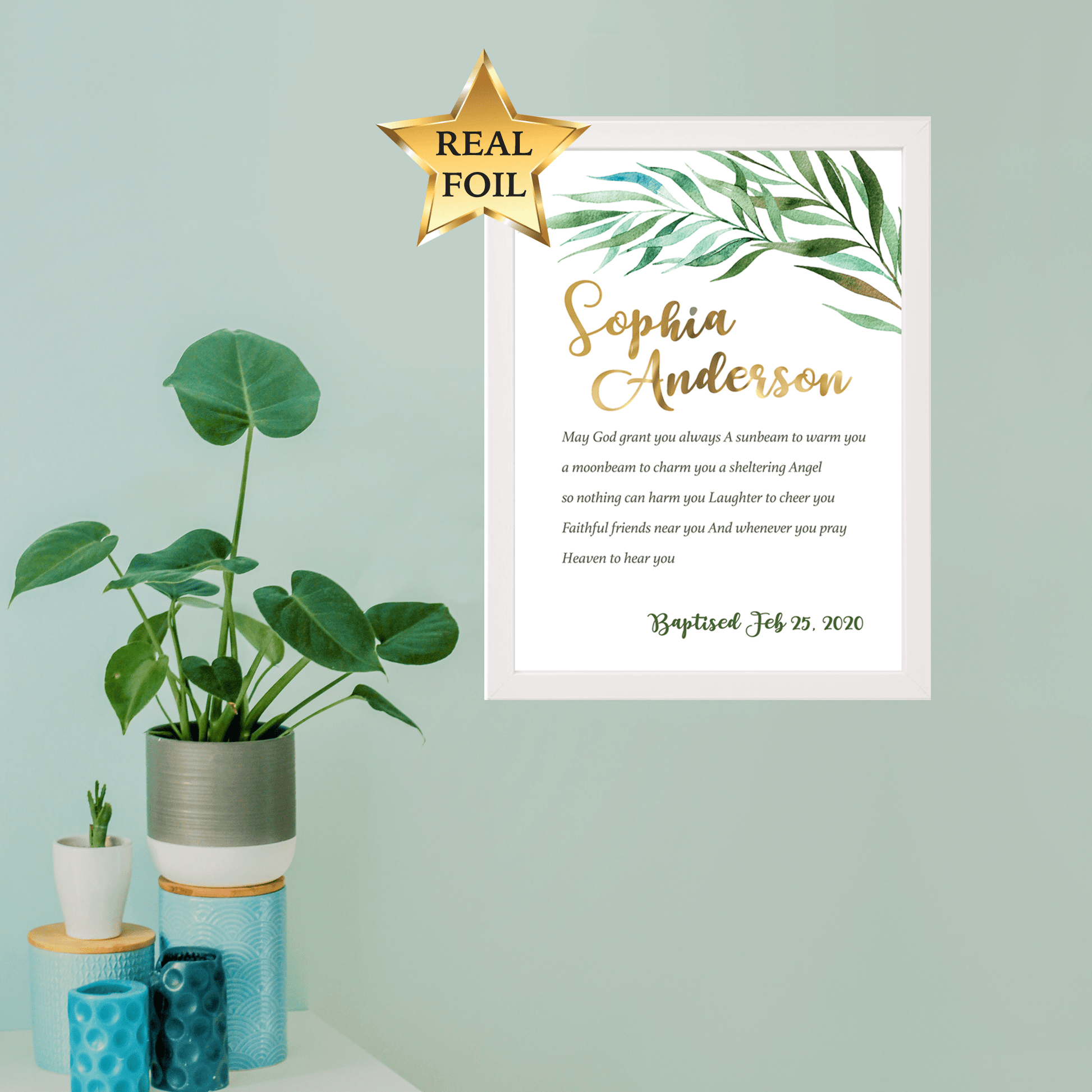 Baptism Gift, Personalised name and date, Baptism Prayer, Perfect Christening gift_Frame White - Personalised Baptism gift - Younique Gifts Melbourne