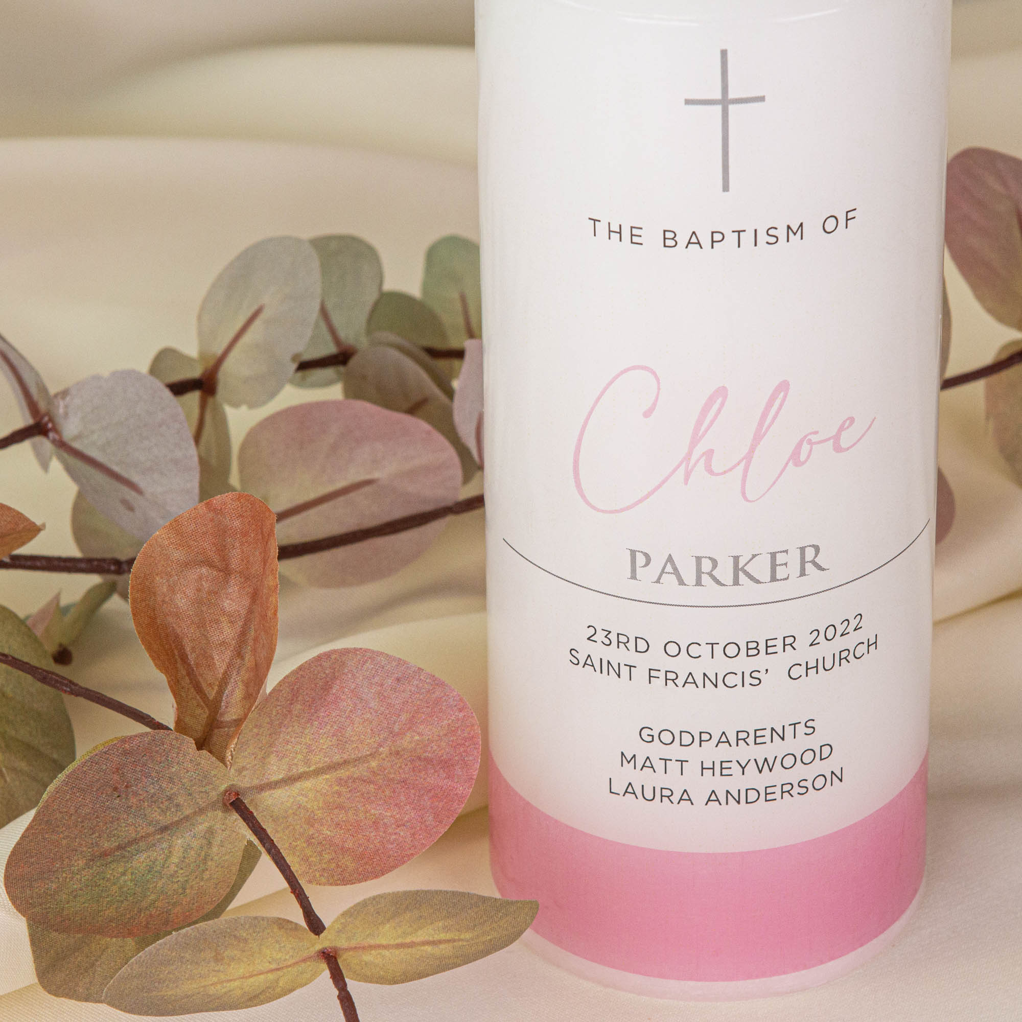 Custom Christening Candle AU – Personalised Baptism Gift - Personalised Candle - Younique Gifts Melbourne