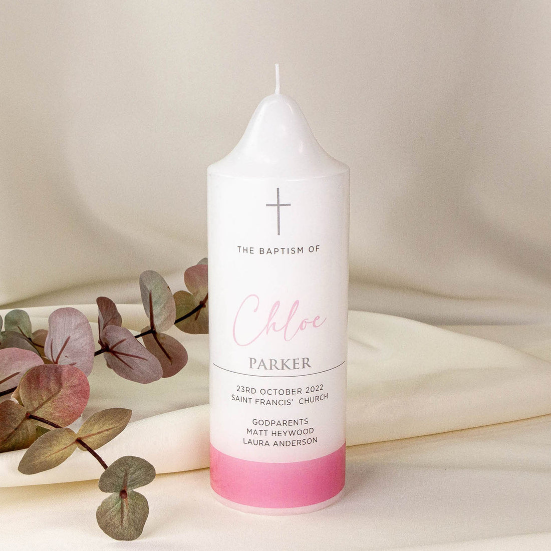Custom Christening Candle AU – Personalised Baptism Gift - Personalised Candle - Younique Gifts Melbourne