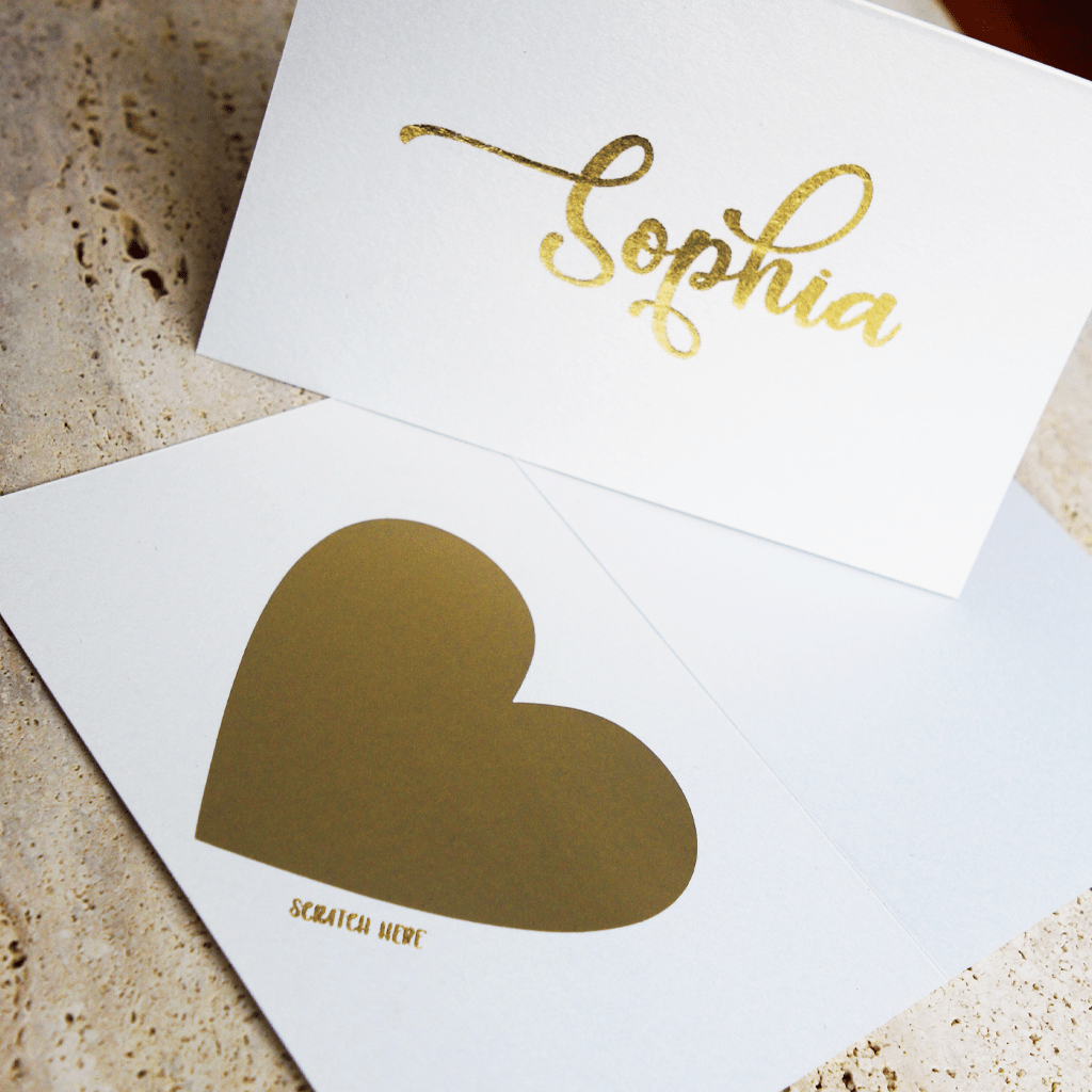 Custom Gold Foil Scratch Off Cards - Personalised Invitation - Younique Gifts Melbourne