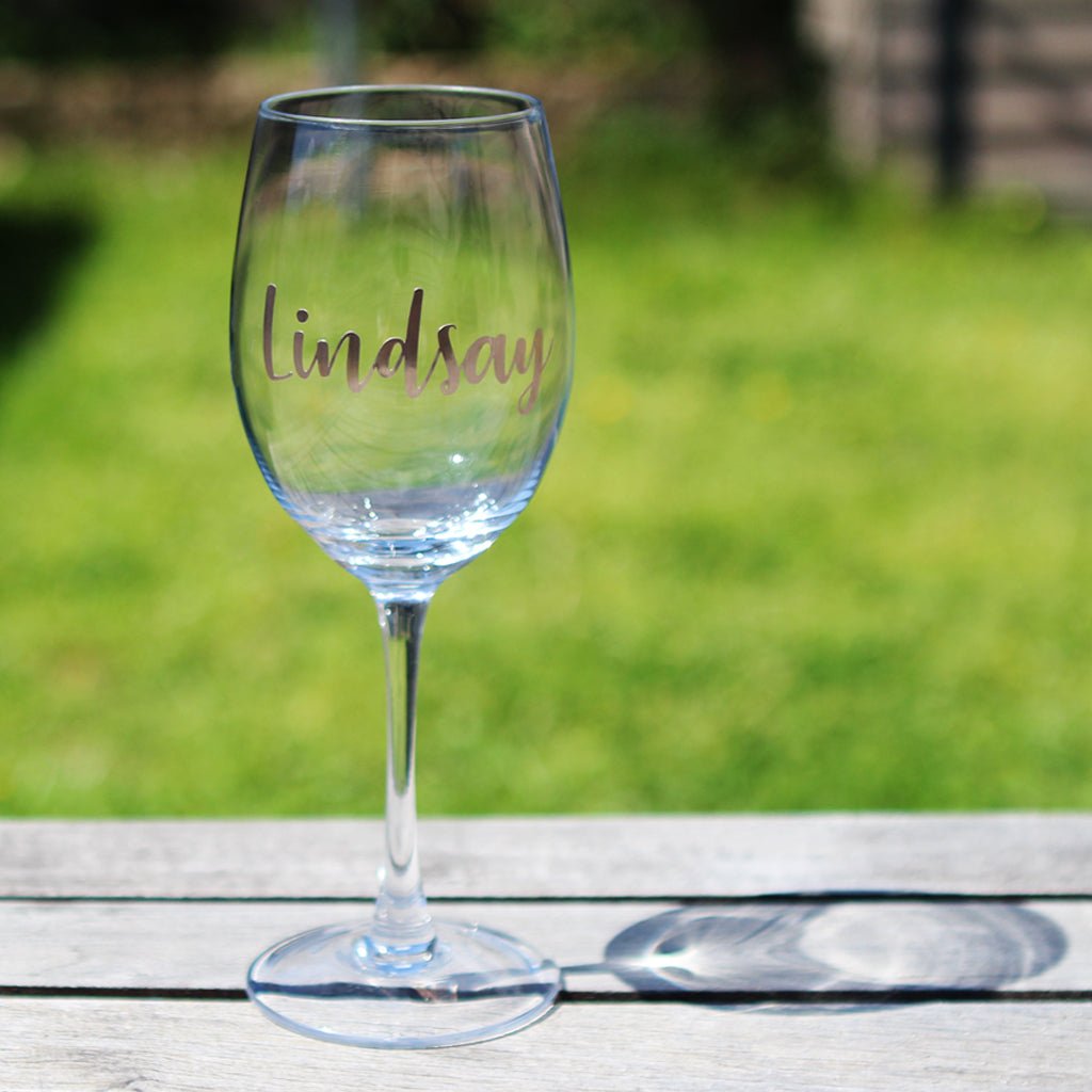 Custom Wine Glass Metallic Decals, Wine / Tumbler / Mug / Champagne Flute Decal - Personalised Wine Glass - Younique Gifts Melbourne
