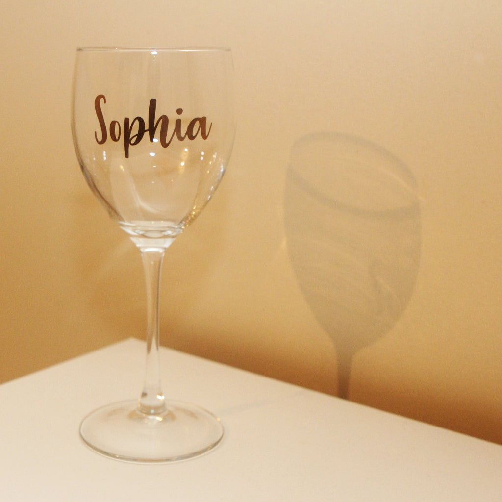 Custom Wine Glass Metallic Decals, Wine / Tumbler / Mug / Champagne Flute Decal - Personalised Wine Glass - Younique Gifts Melbourne