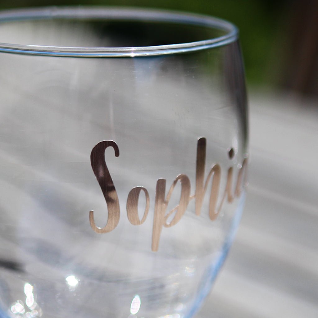 Custom Wine Glass Metallic Decals, Wine / Tumbler / Mug / Champagne Flute Decal - Personalised Wine Glass - Younique Gifts Melbourne