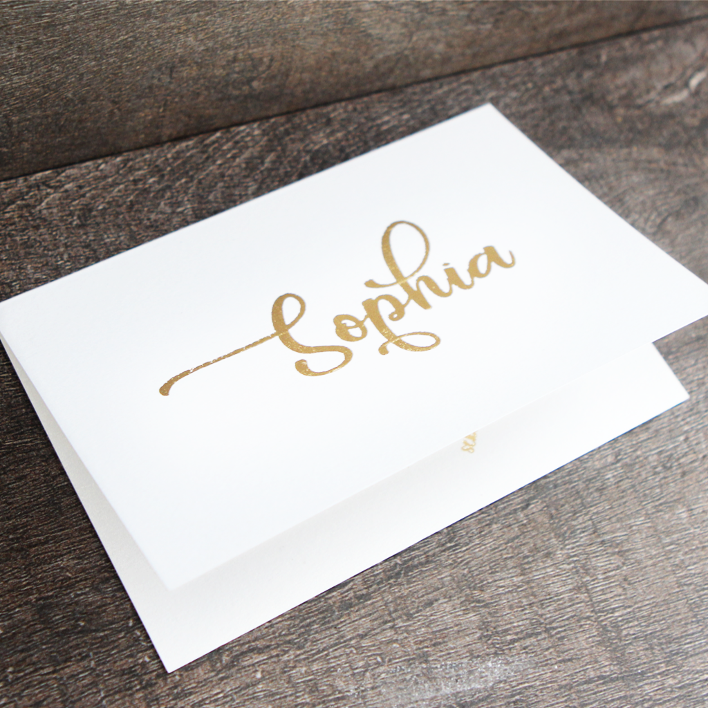 enlarged name on custom gold foil scratch off card