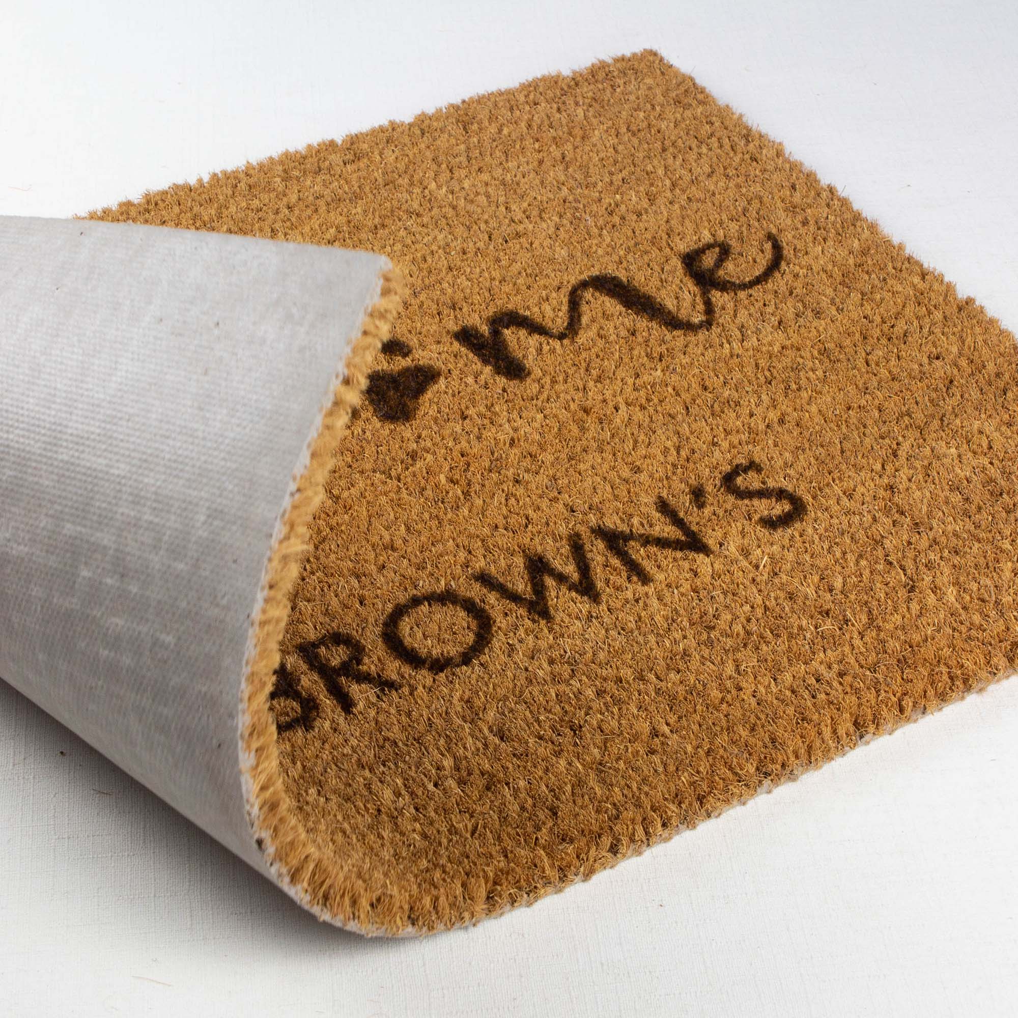 Personalised Family Name Doormat with Dog Paw [Brown]