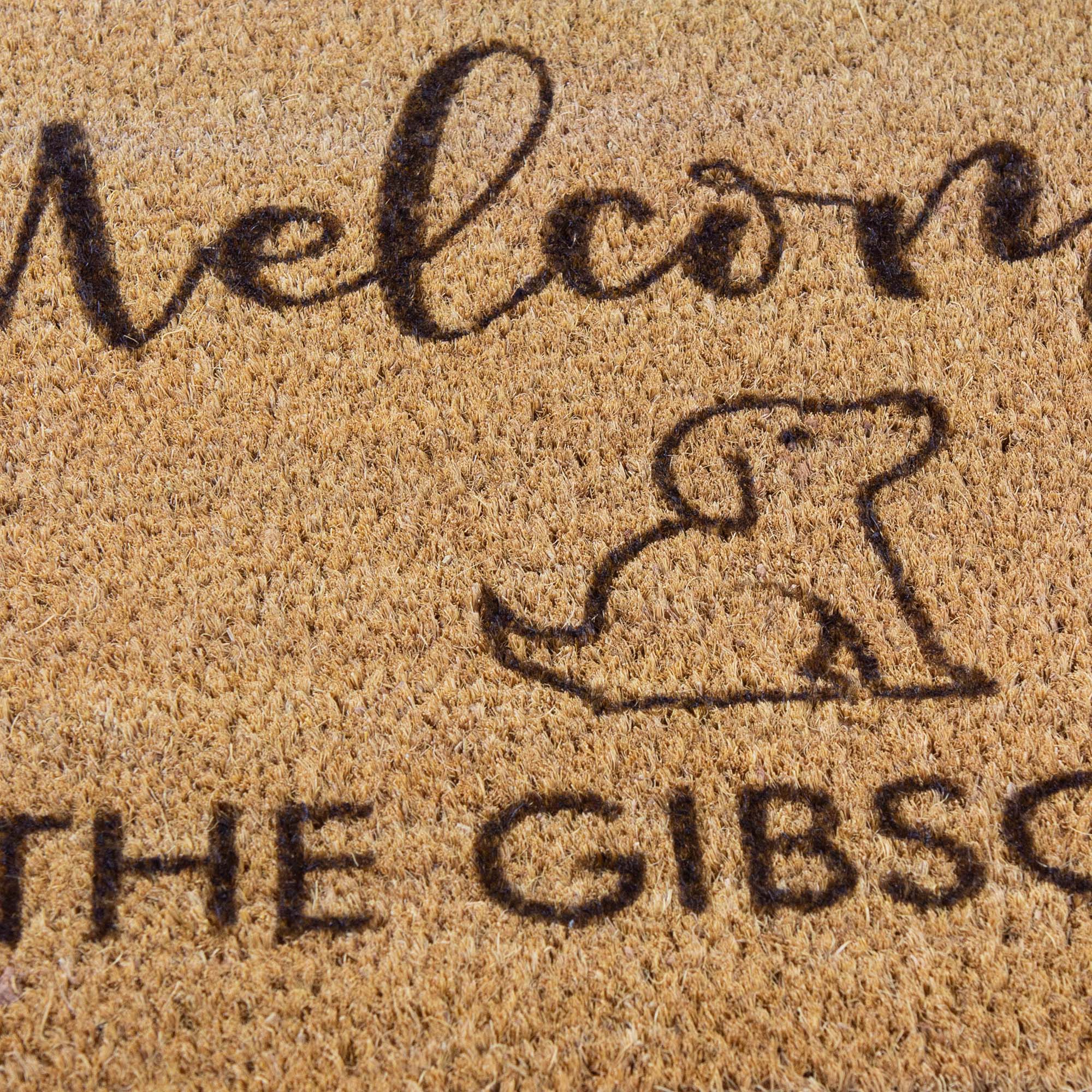 Personalised Family Name Doormat with a Dog