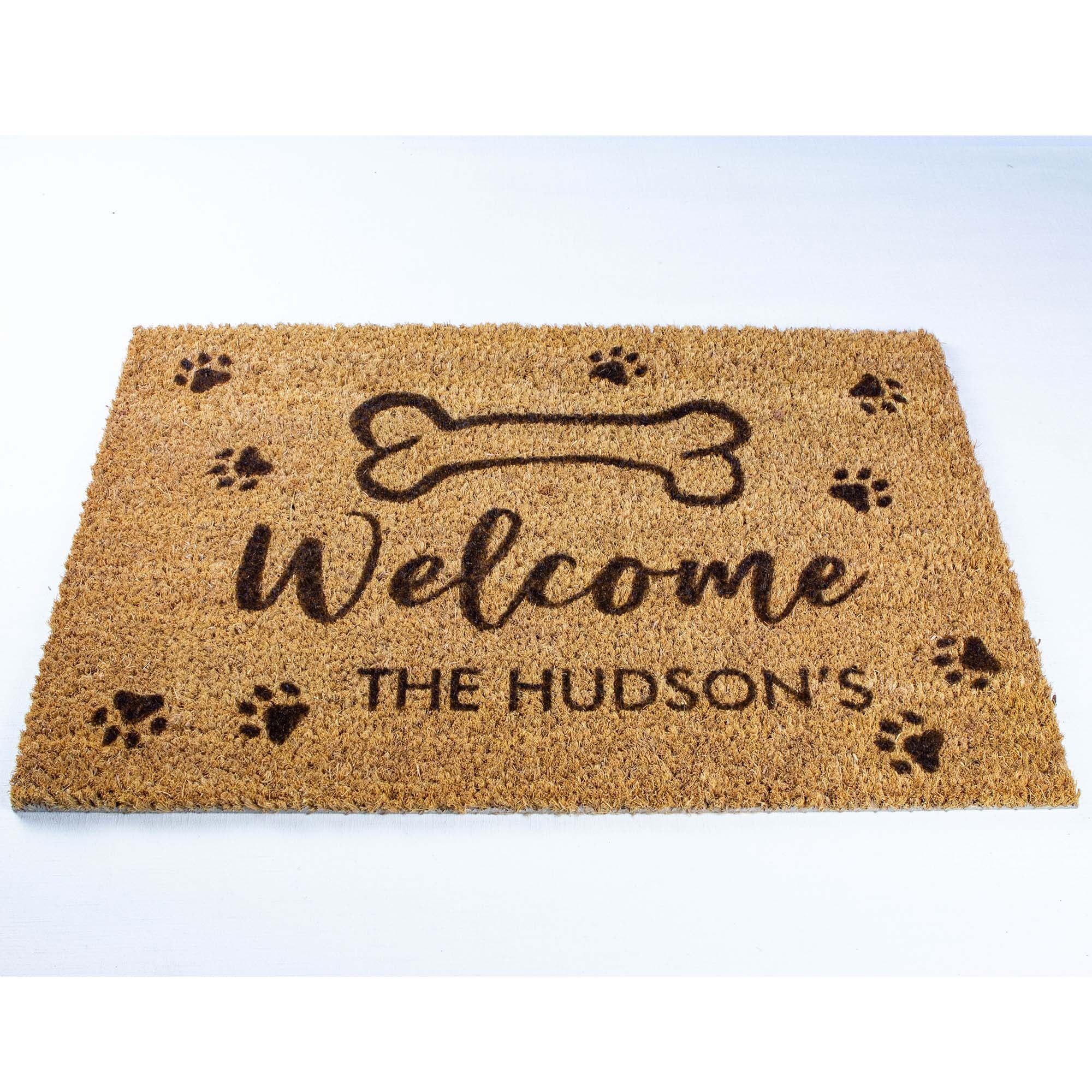 Personalised Welcome Family Name Doormat with Dog Paws [Huds]