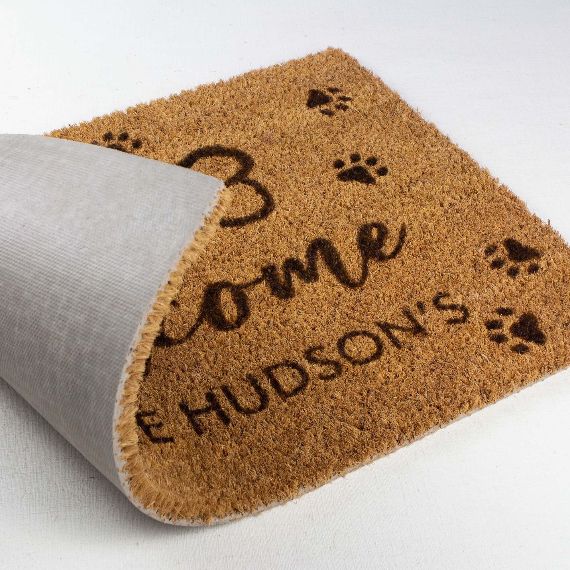 Personalised Welcome Family Name Doormat with Dog Paws [Huds]