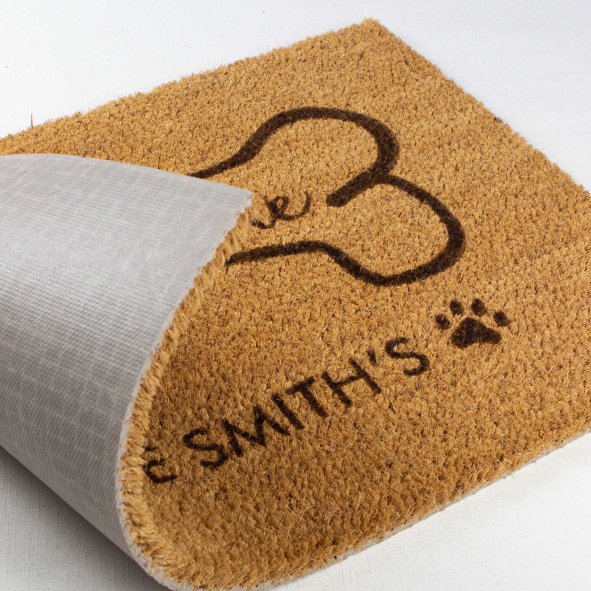 Personalised Family Name Doormat with a Bone [Smi]
