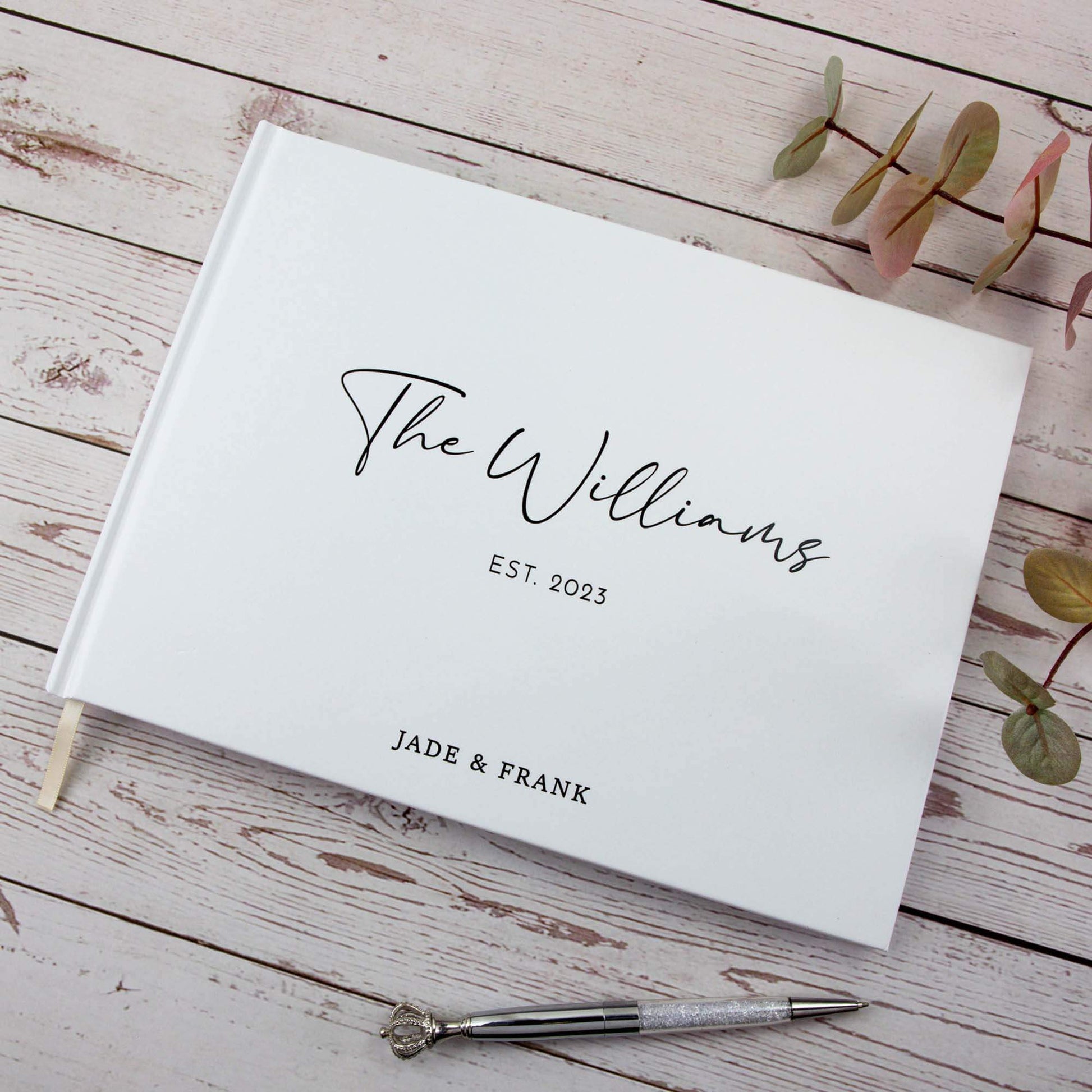 Elegant Wedding Guest Book – Personalised Names & Wedding Date - Personalised Guest book - Younique Gifts Melbourne