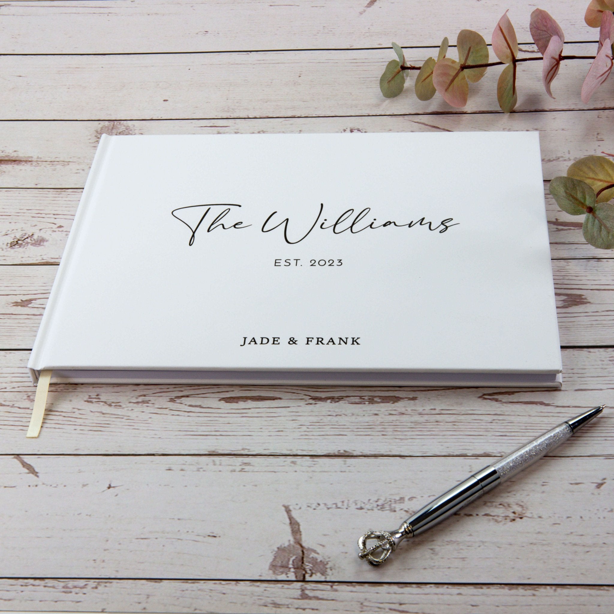 Elegant Wedding Guest Book – Personalised Names & Wedding Date - Personalised Guest book - Younique Gifts Melbourne