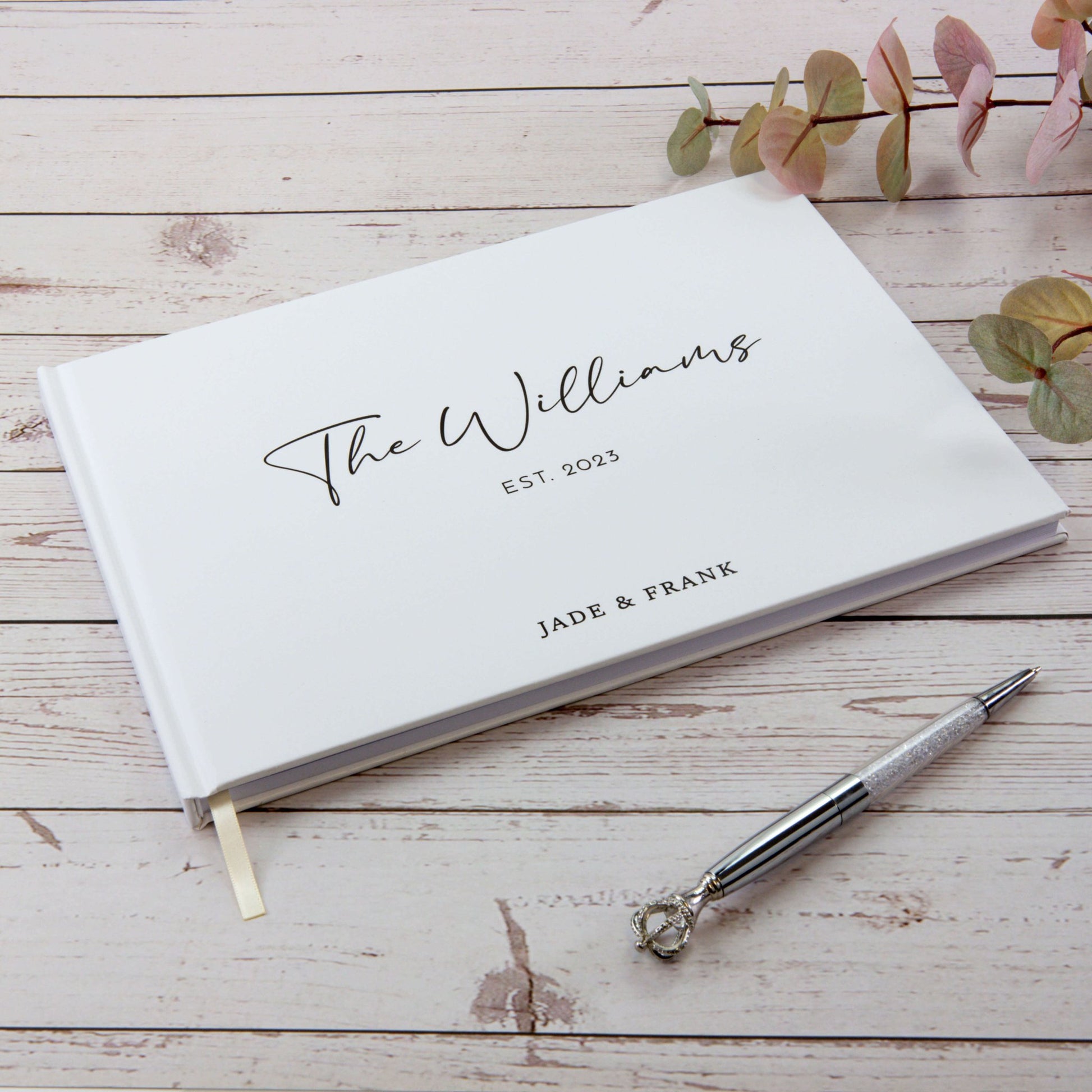 Elegant Wedding Guest Book – Personalised Names & Wedding Date - Personalised Guest book - Younique Gifts Melbourne