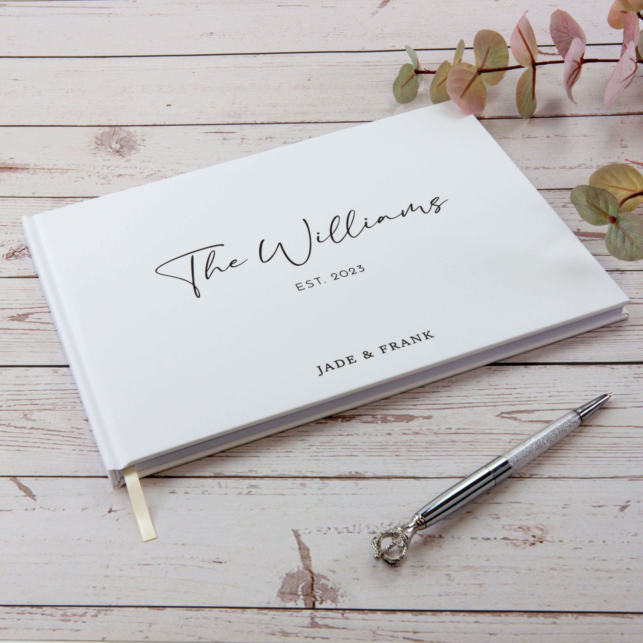 Elegant Wedding Guest Book – Personalised Names & Wedding Date - Personalised Guest book - Younique Gifts Melbourne