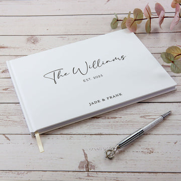 Elegant Wedding Guest Book – Personalised Names & Wedding Date - Personalised Guest book - Younique Gifts Melbourne