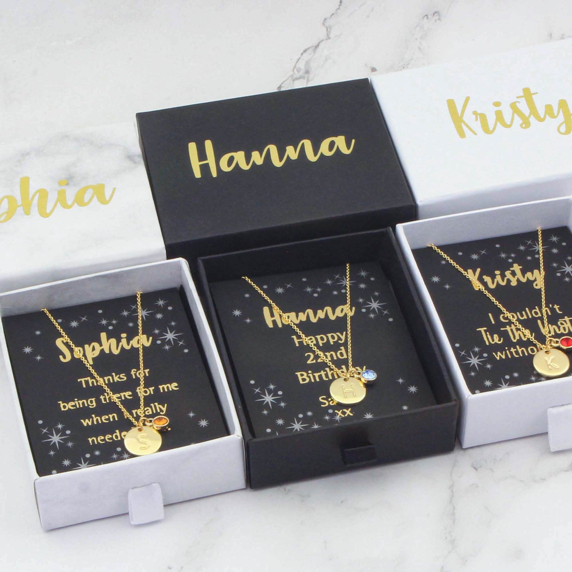 Initial & Birthstone Necklace, Custom Personalised Tiny Disk Gold, Silver, Rose Gold - Personalised Necklace - Younique Gifts Melbourne