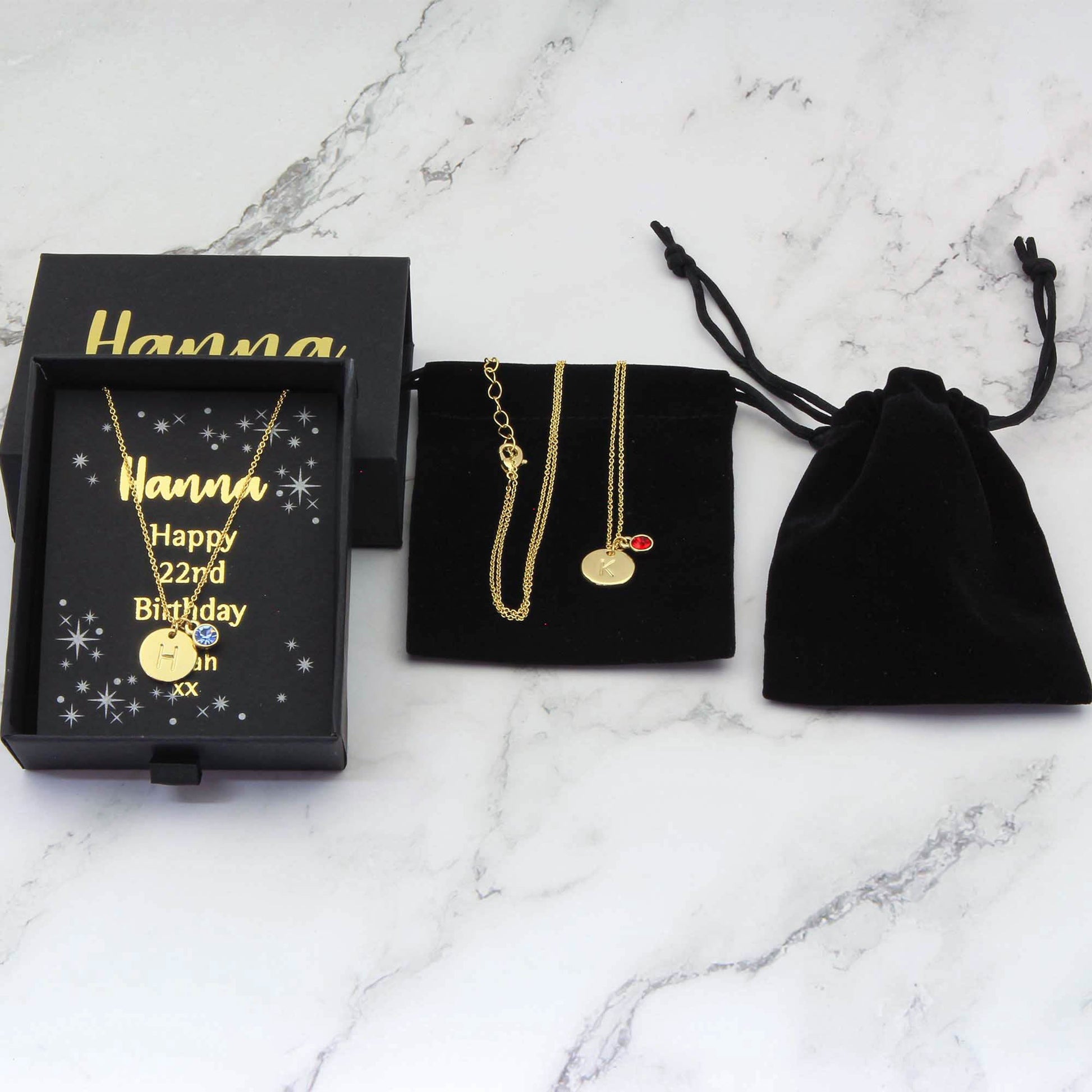 Initial & Birthstone Necklace, Custom Personalised Tiny Disk Gold, Silver, Rose Gold - Personalised Necklace - Younique Gifts Melbourne