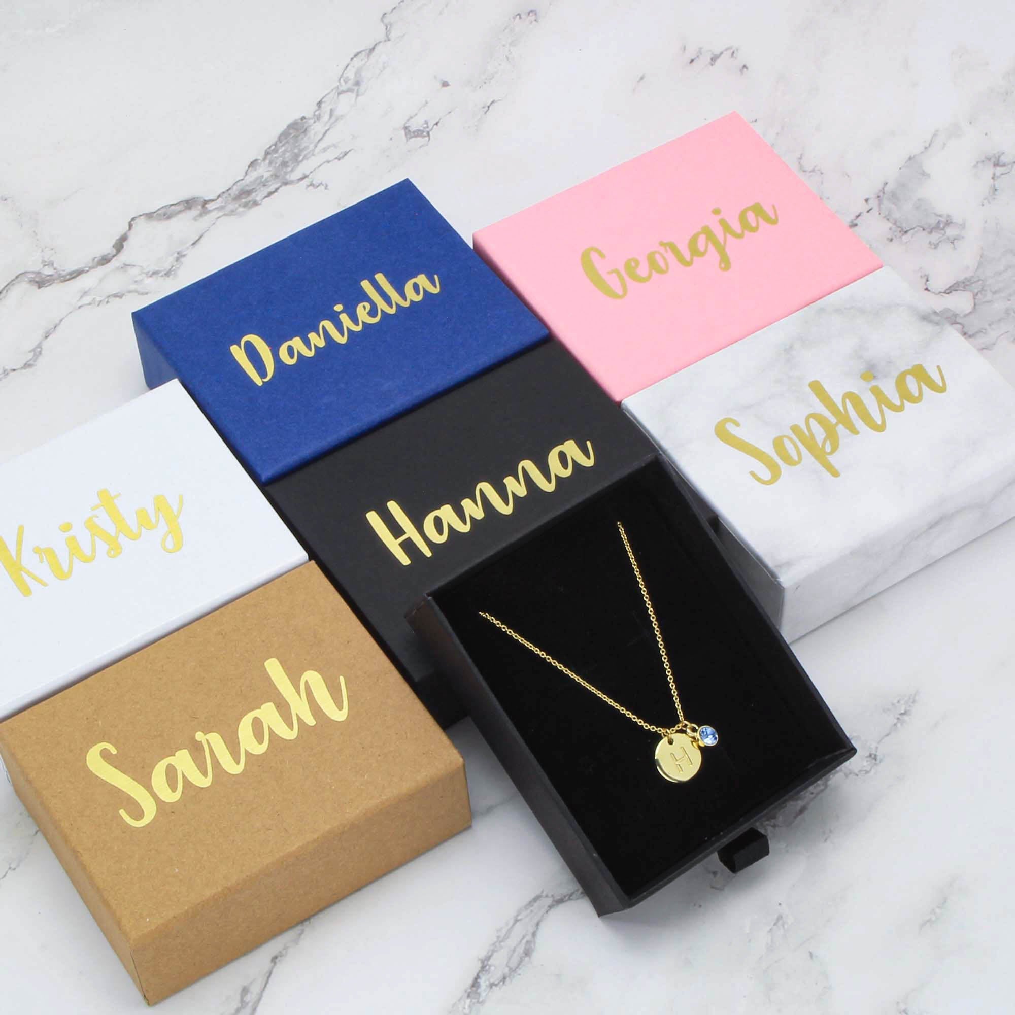 Initial & Birthstone Necklace, Custom Personalised Tiny Disk Gold, Silver, Rose Gold - Personalised Necklace - Younique Gifts Melbourne