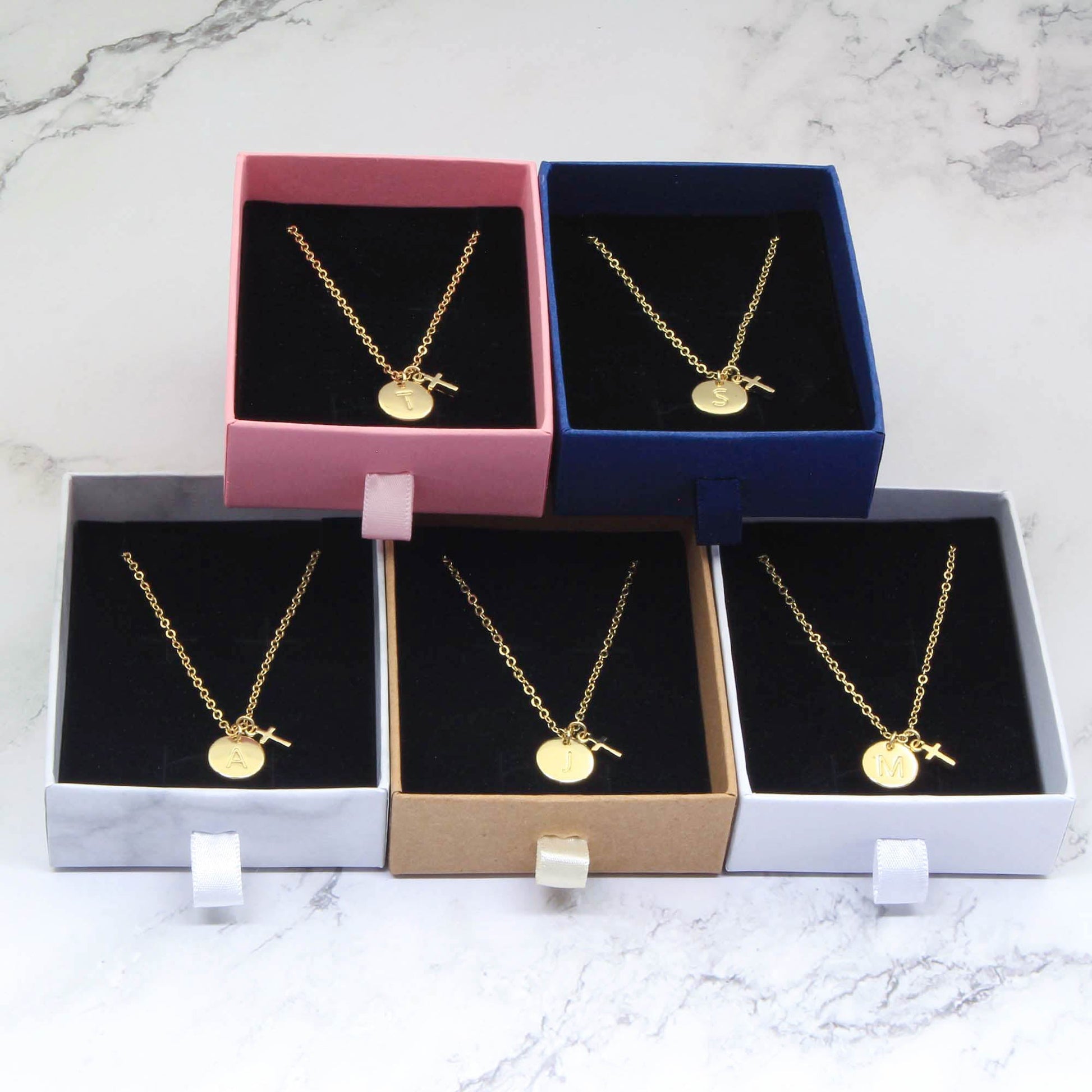 Initial & Cross Necklace, Initial Monogram Cross Simple Necklace - Personalised Necklace - Younique Gifts Melbourne
