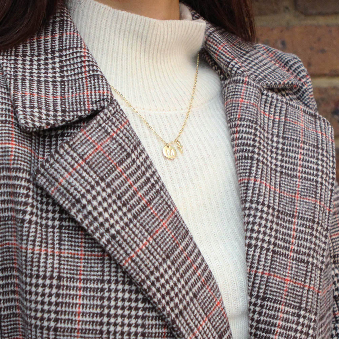 Initial & Cross Necklace, Initial Monogram Cross Simple Necklace - Personalised Necklace - Younique Gifts Melbourne
