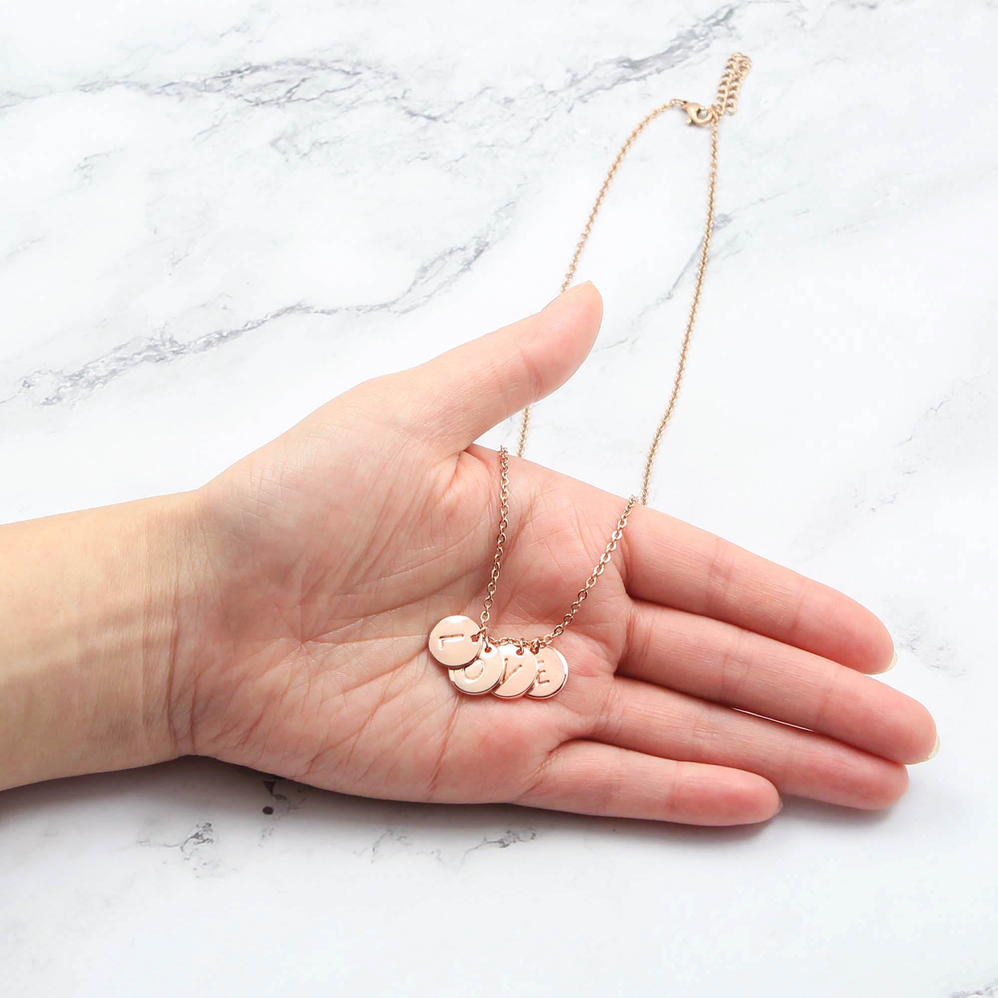 Initial Necklace - Custom Personalised Tiny Disk Gold, Silver, Rose Gold - Personalised Necklace - Younique Gifts Melbourne