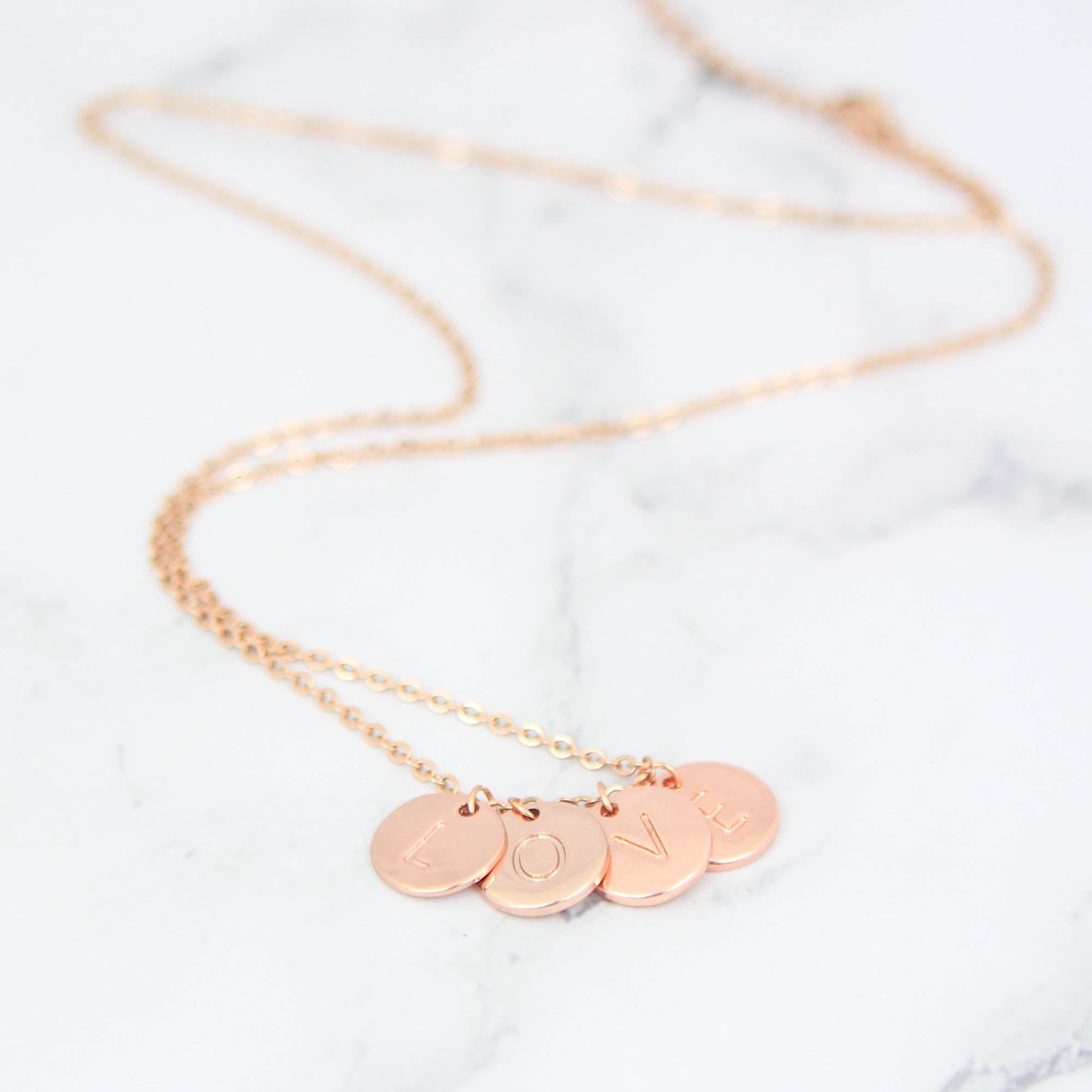 Initial Necklace - Custom Personalised Tiny Disk Gold, Silver, Rose Gold - Personalised Necklace - Younique Gifts Melbourne