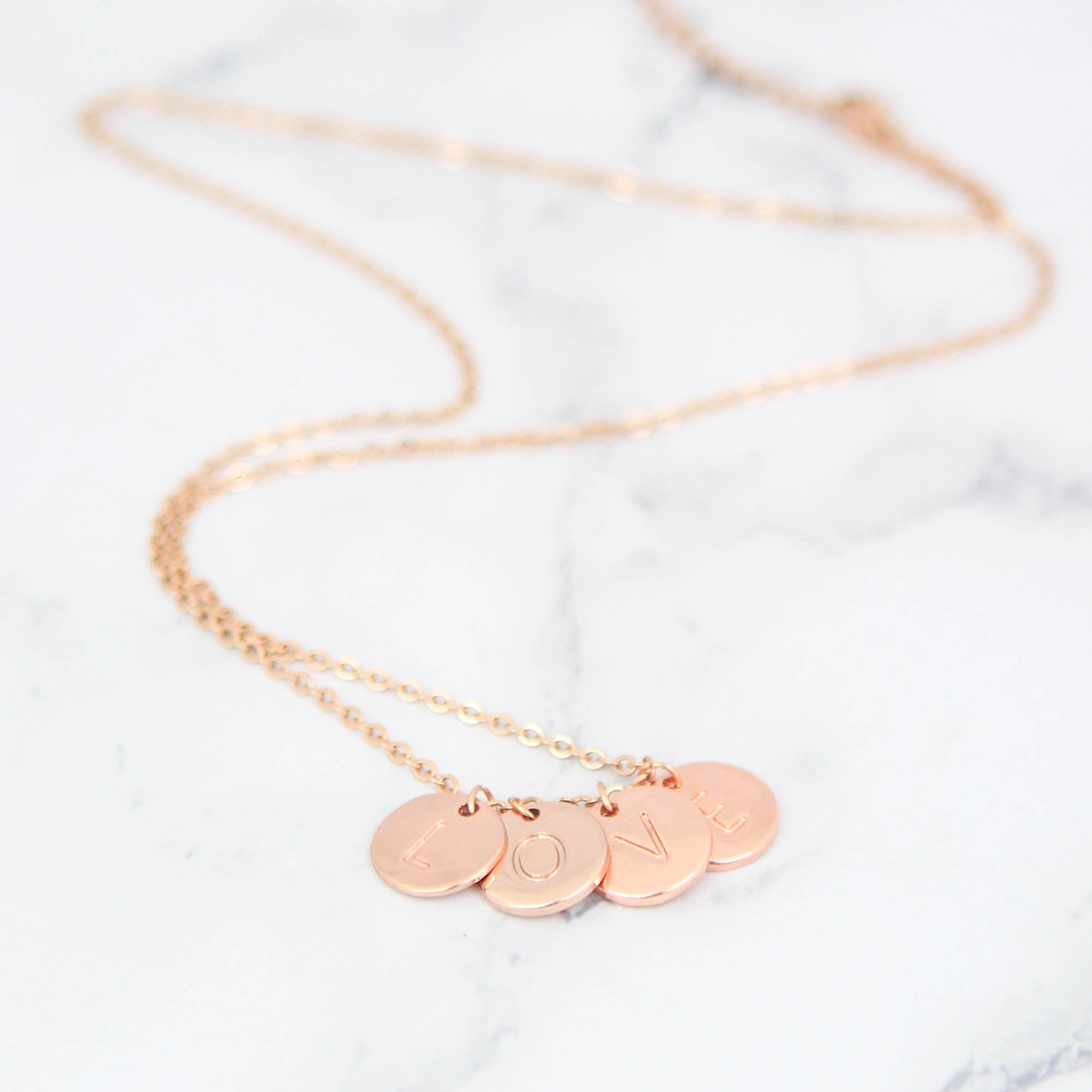 Initial Necklace - Custom Personalised Tiny Disk Gold, Silver, Rose Gold - Personalised Necklace - Younique Gifts Melbourne
