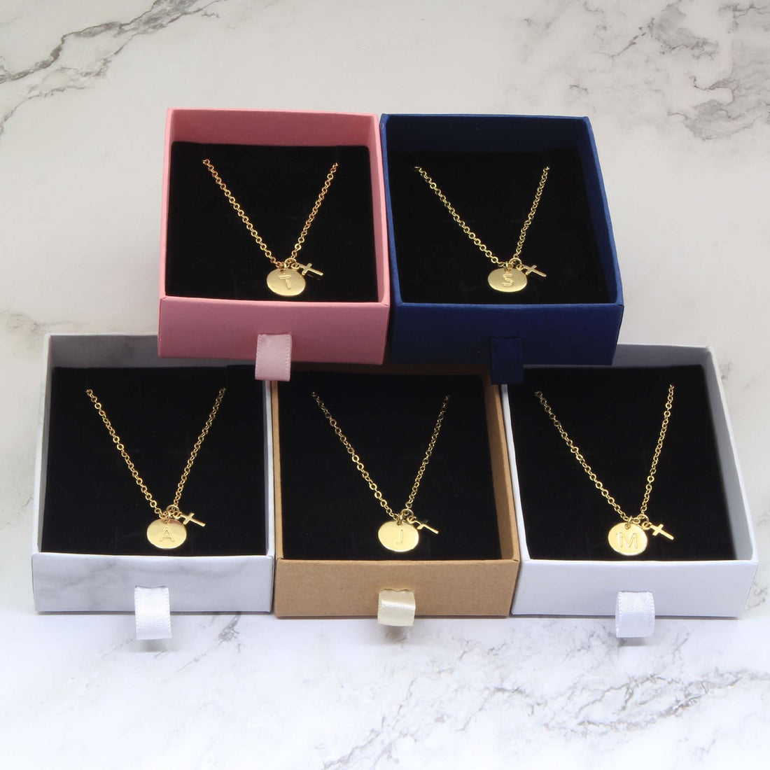 Jewellery Gift Box(9x7.3x3cm) Cardboard Drawer, Black, White, Marble, Blue, Pink, Kraft - Personalised Gift Box - Younique Gifts Melbourne
