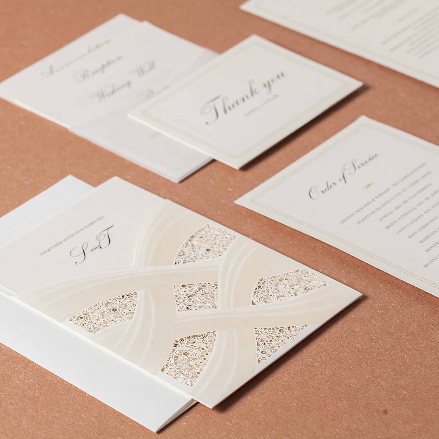 Laser cut wedding invitations - CW060 - Personalised - Younique Gifts Melbourne